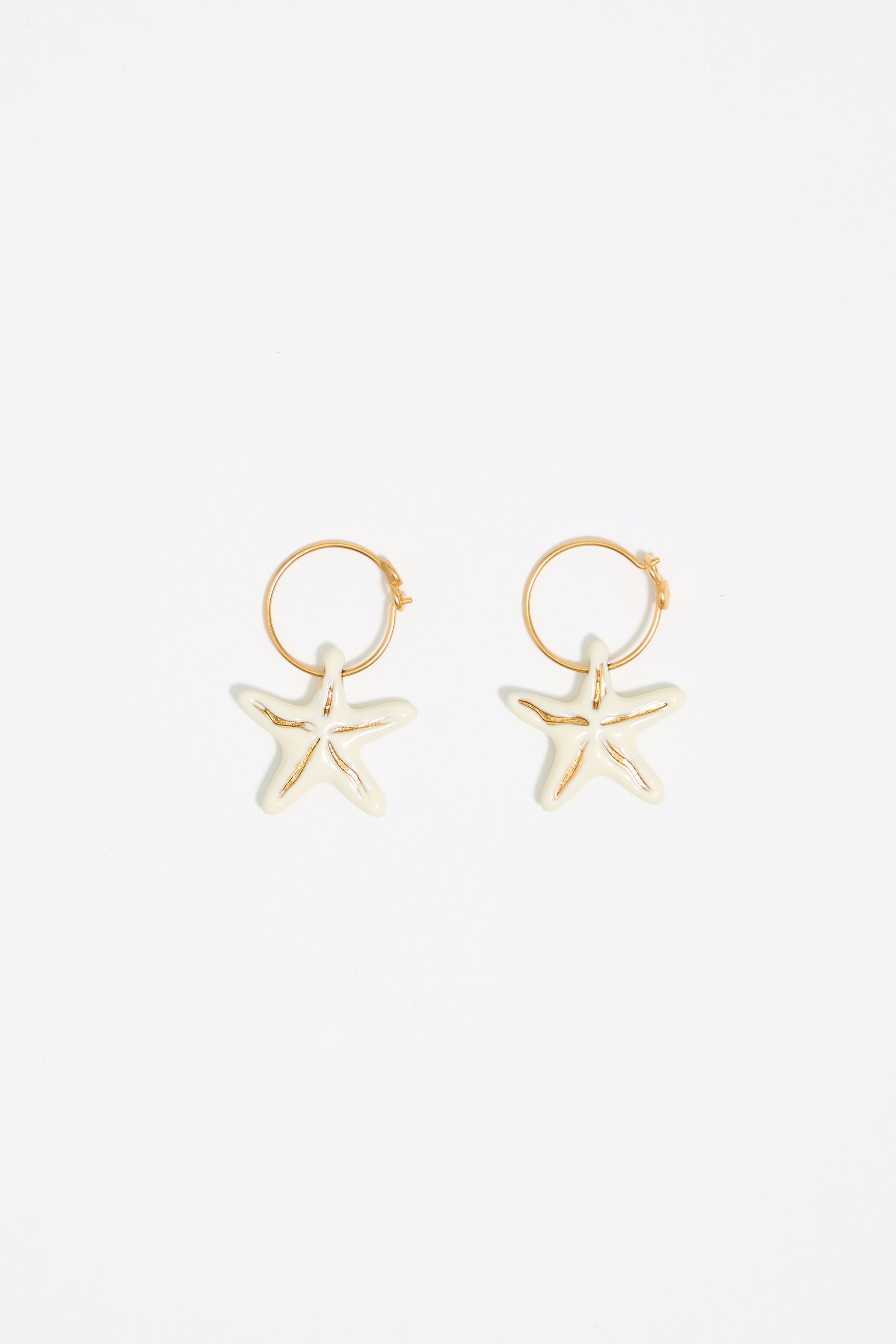 Ivory stars hoop earrings