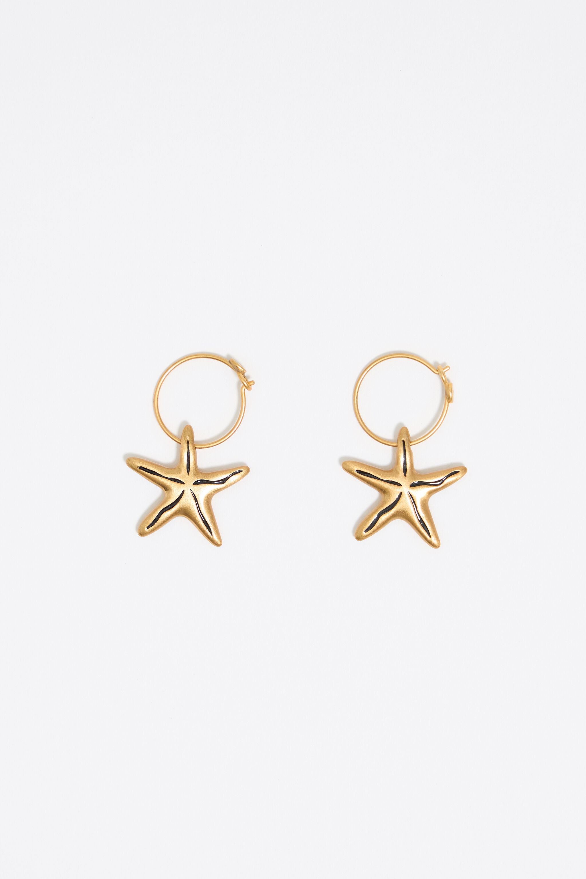 Black stars hoop earrings