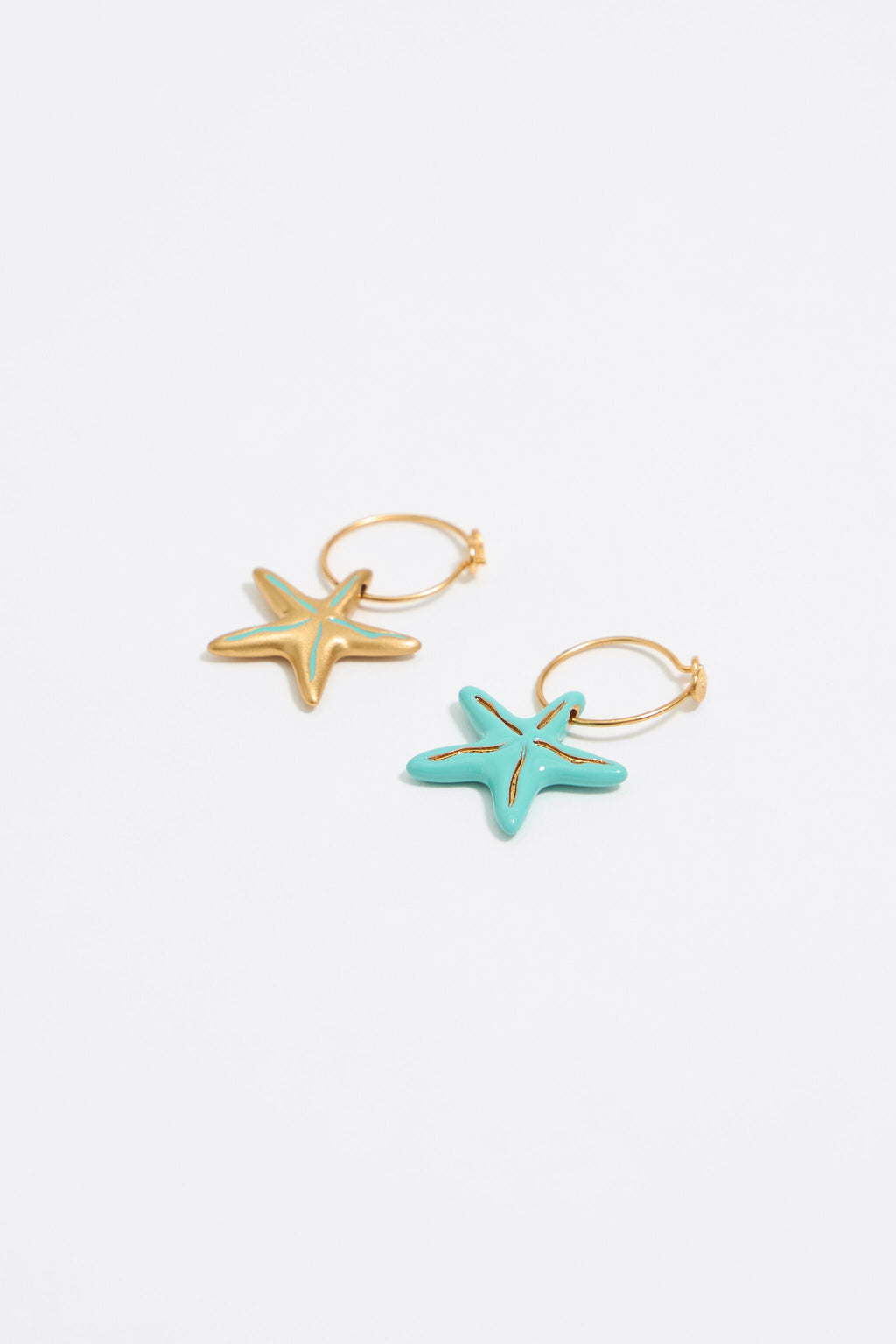 Aquamarine stars hoop earrings