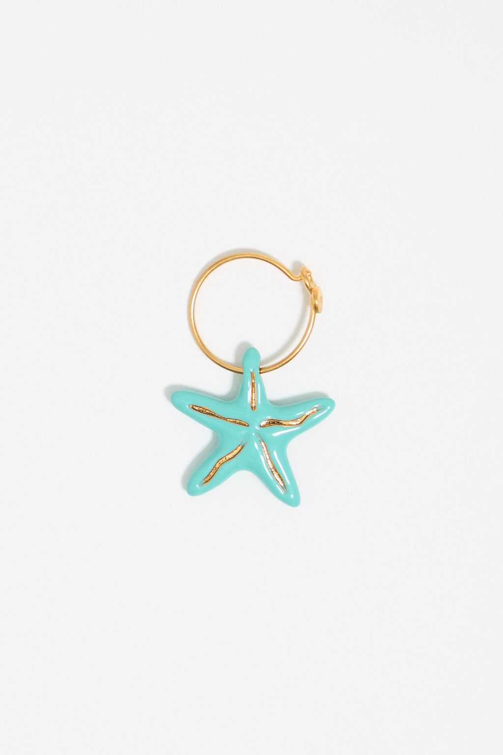 Aquamarine stars hoop earrings