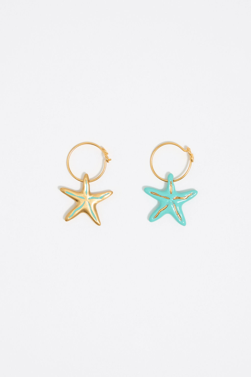 Aquamarine stars hoop earrings