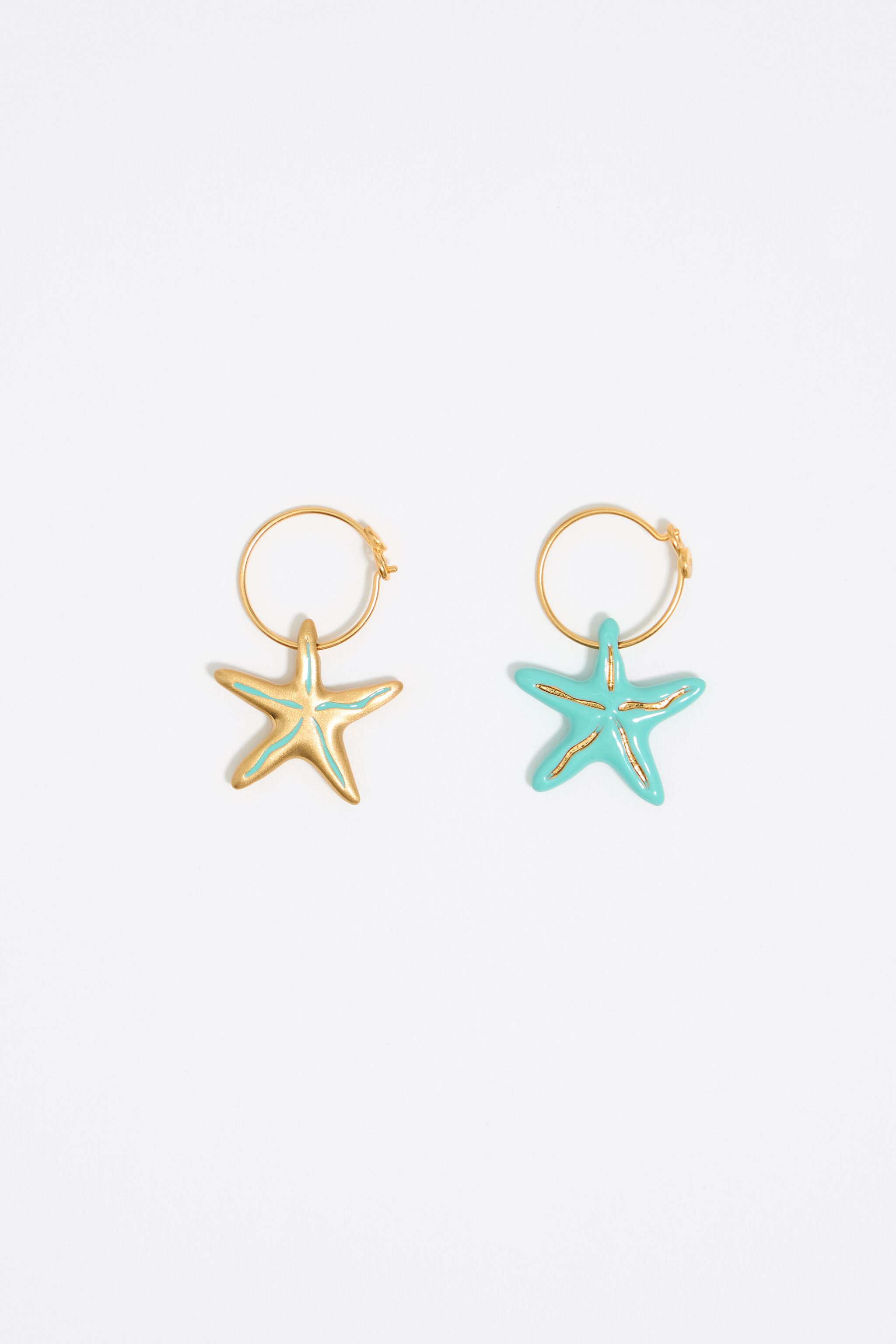 Aquamarine stars hoop earrings