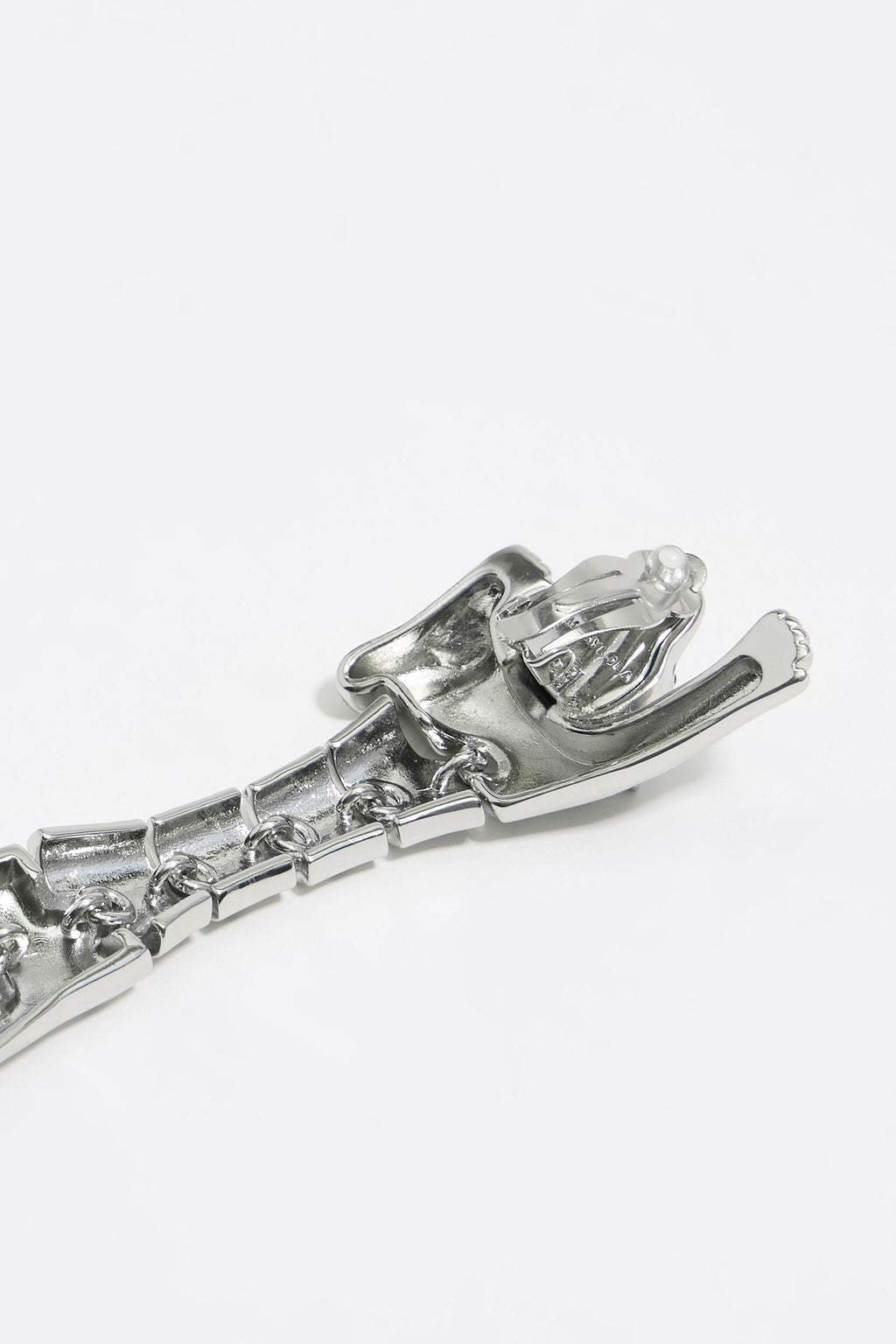 Silver and black panther earring