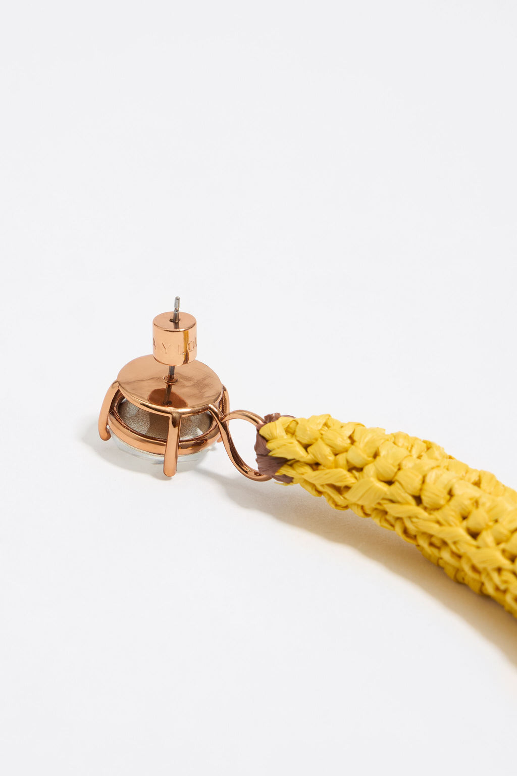 Banana crystal and raffia earring