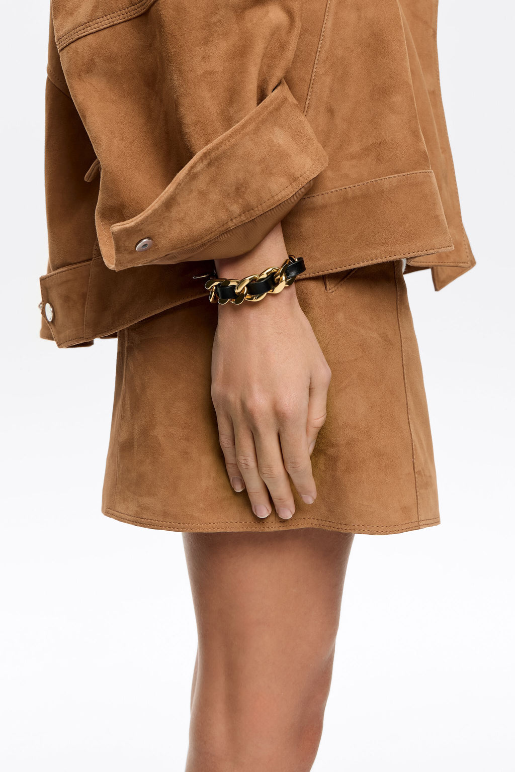 Gold chain and strap bracelet