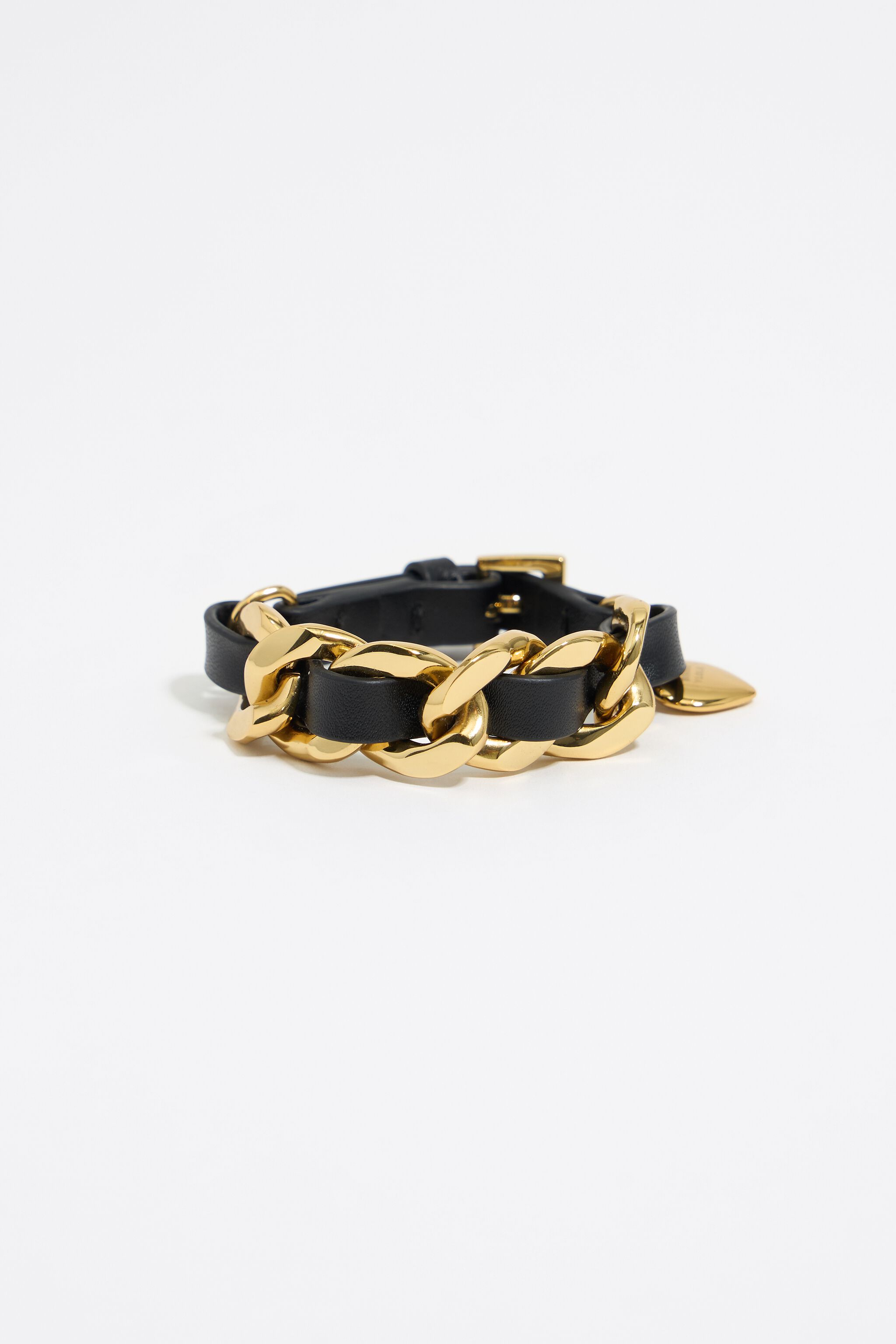 Gold chain and strap bracelet
