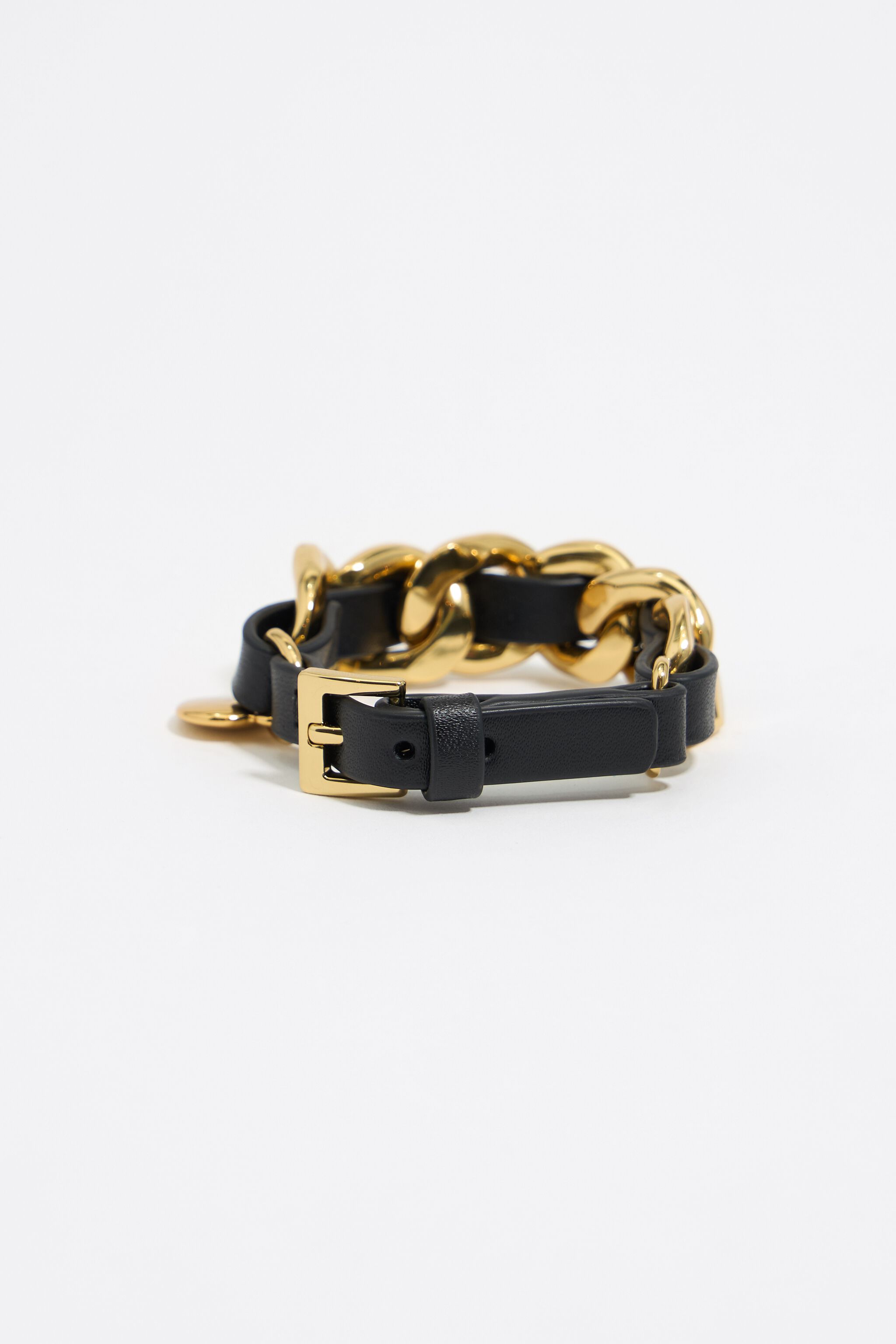 Gold chain and strap bracelet