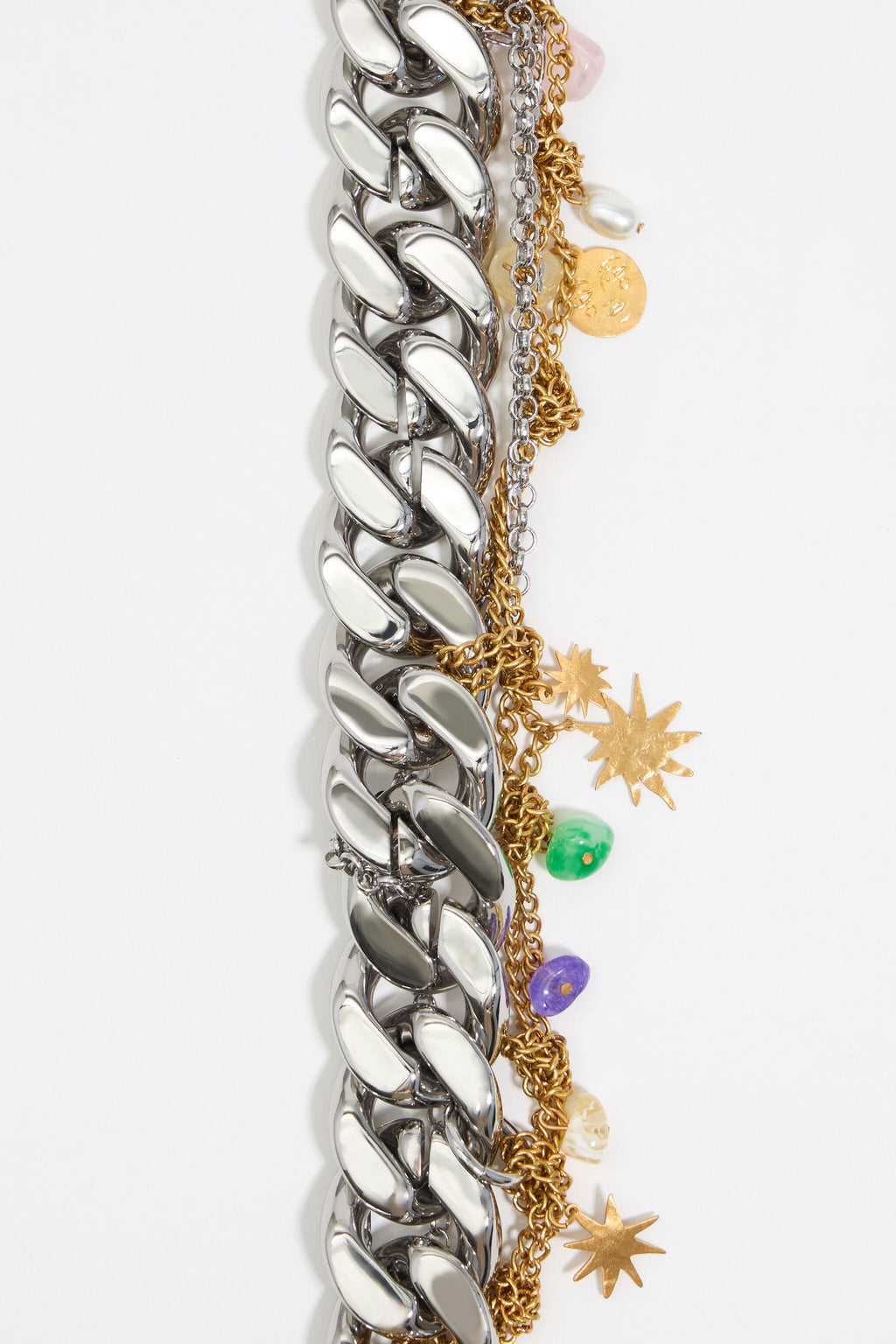 Sun and moon layered chain ankle bracelet