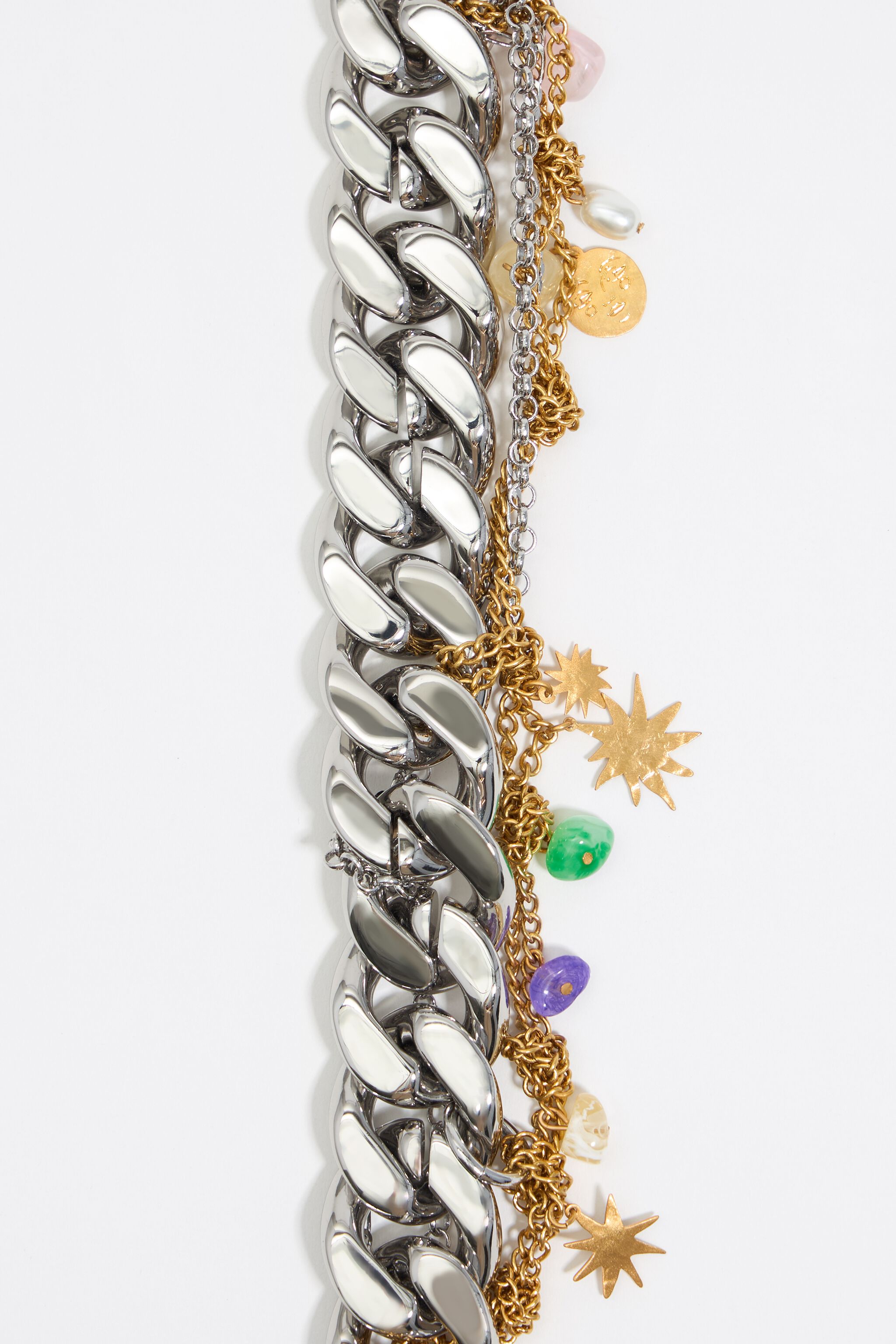 Sun and moon layered chain ankle bracelet