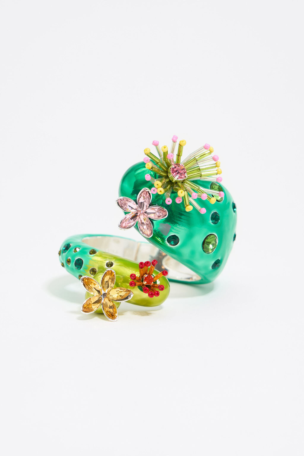 Green cactus and flowers bracelet