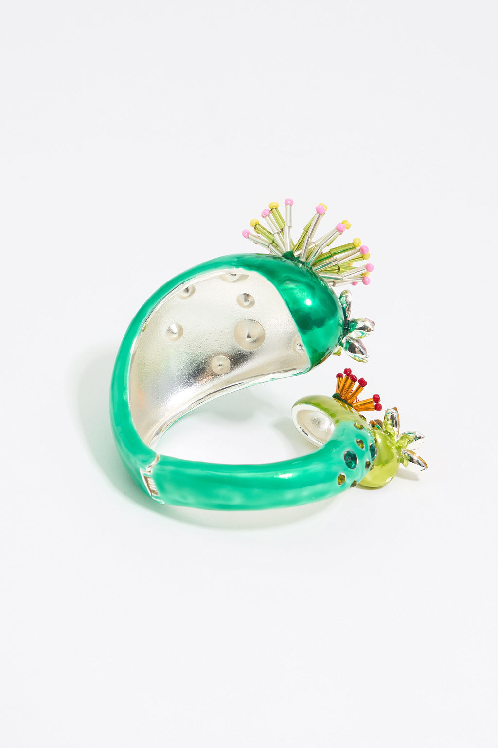 Green cactus and flowers bracelet