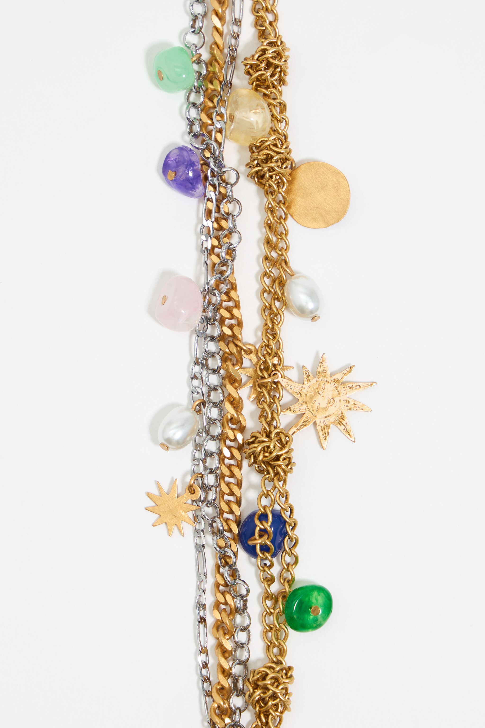 Sun and moon layered chain bracelet