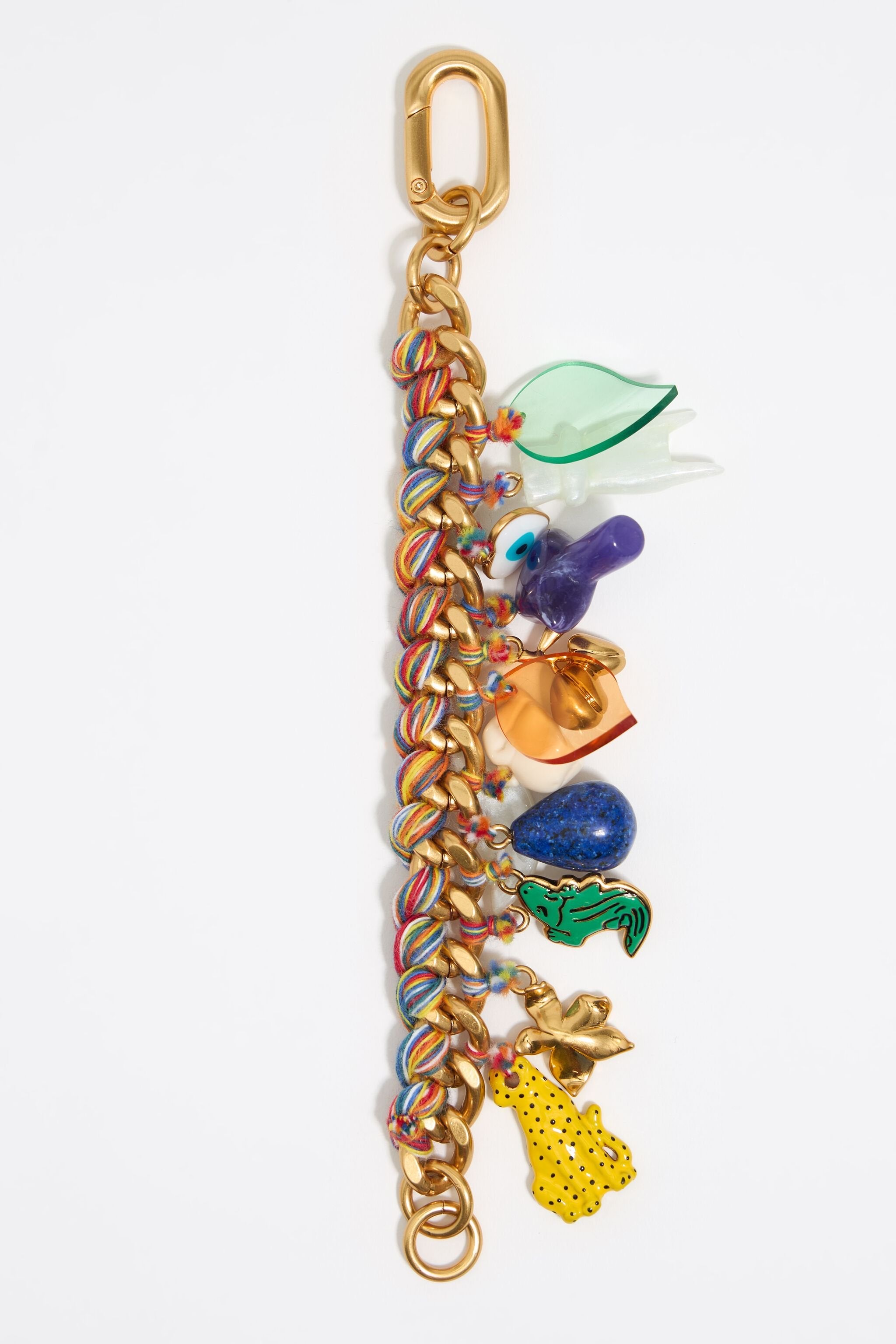 Chain and multicolor cord jungle charms bracelet