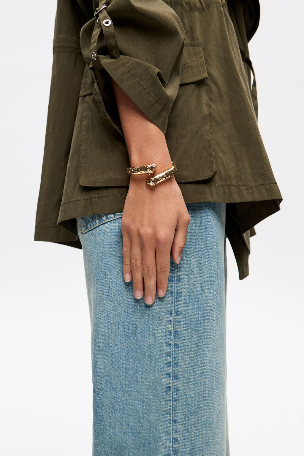 Gold panther bracelet with crystals