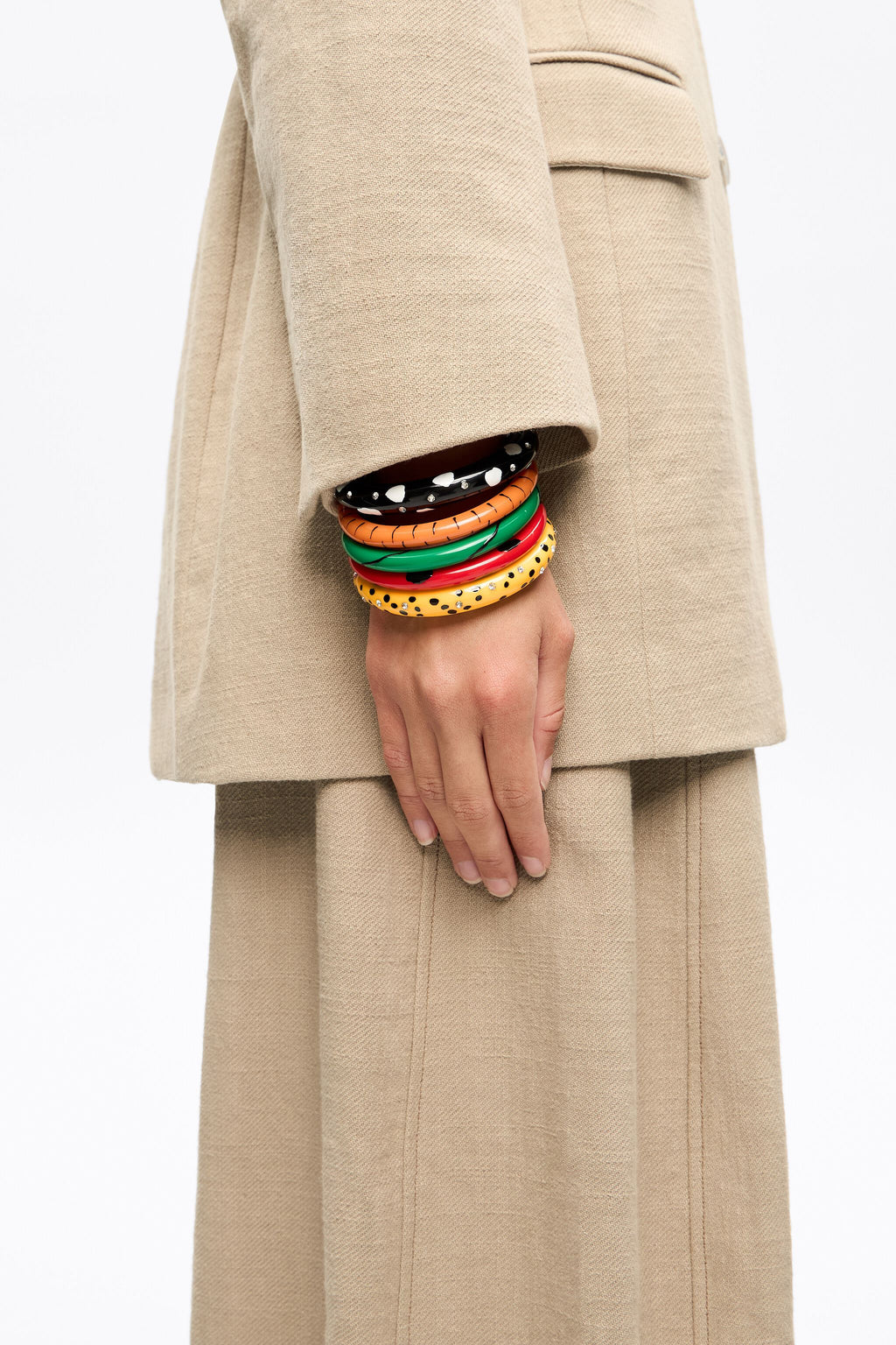 Set of five multicolor animal print bracelets