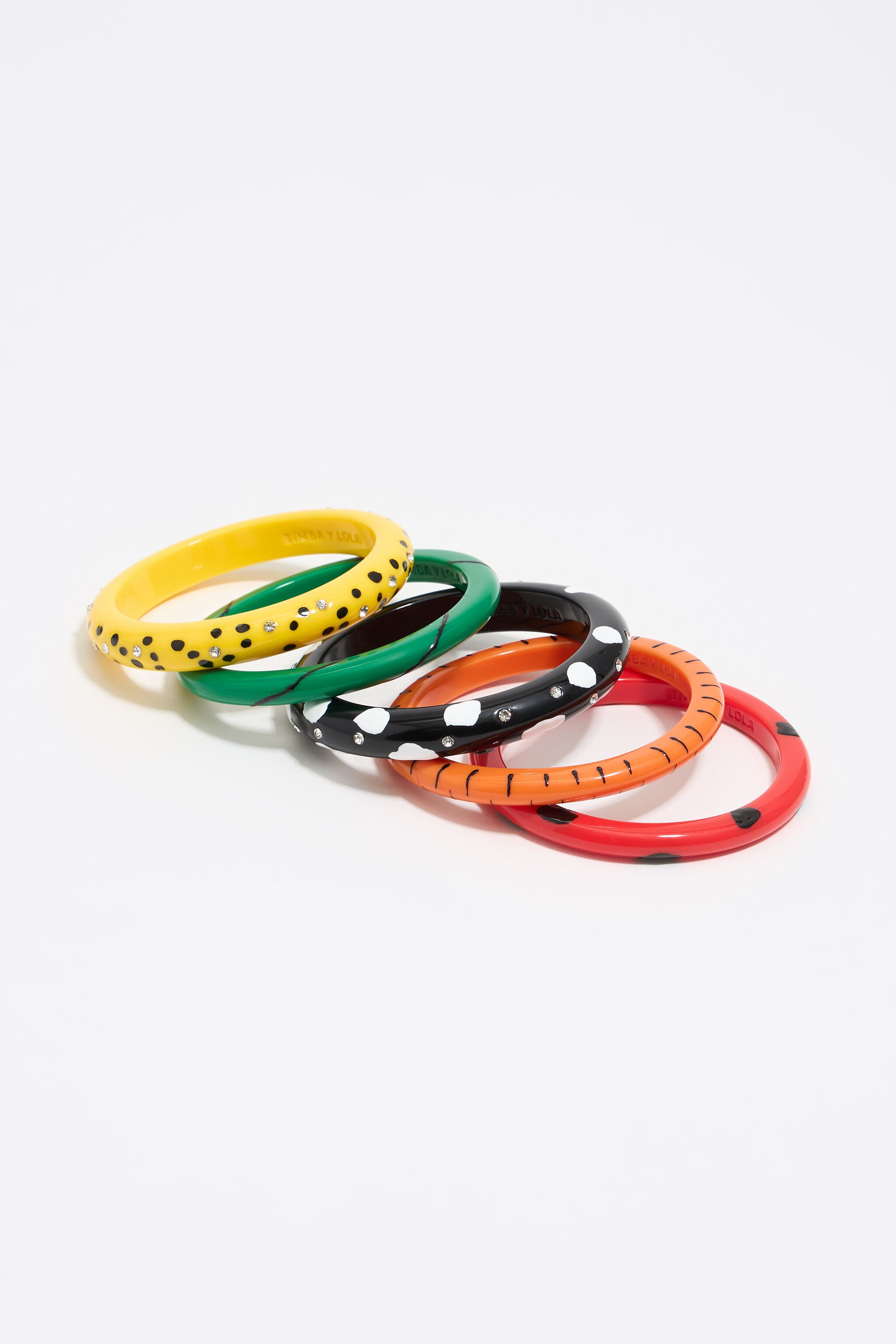 Set of five multicolor animal print bracelets