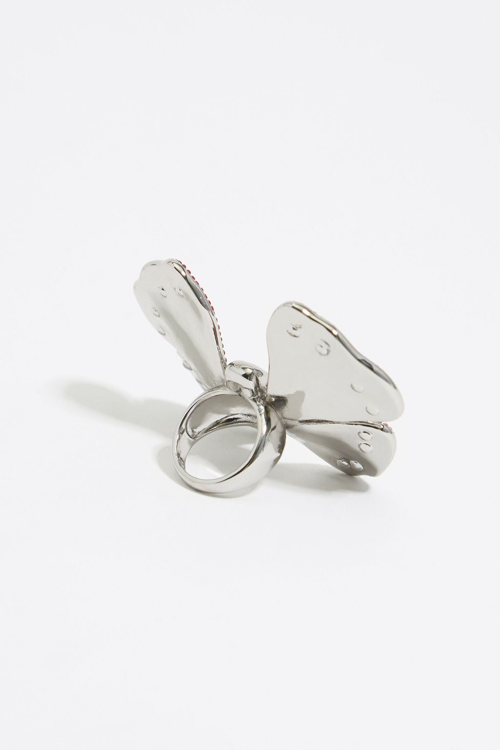 Crystal butterfly silver ring