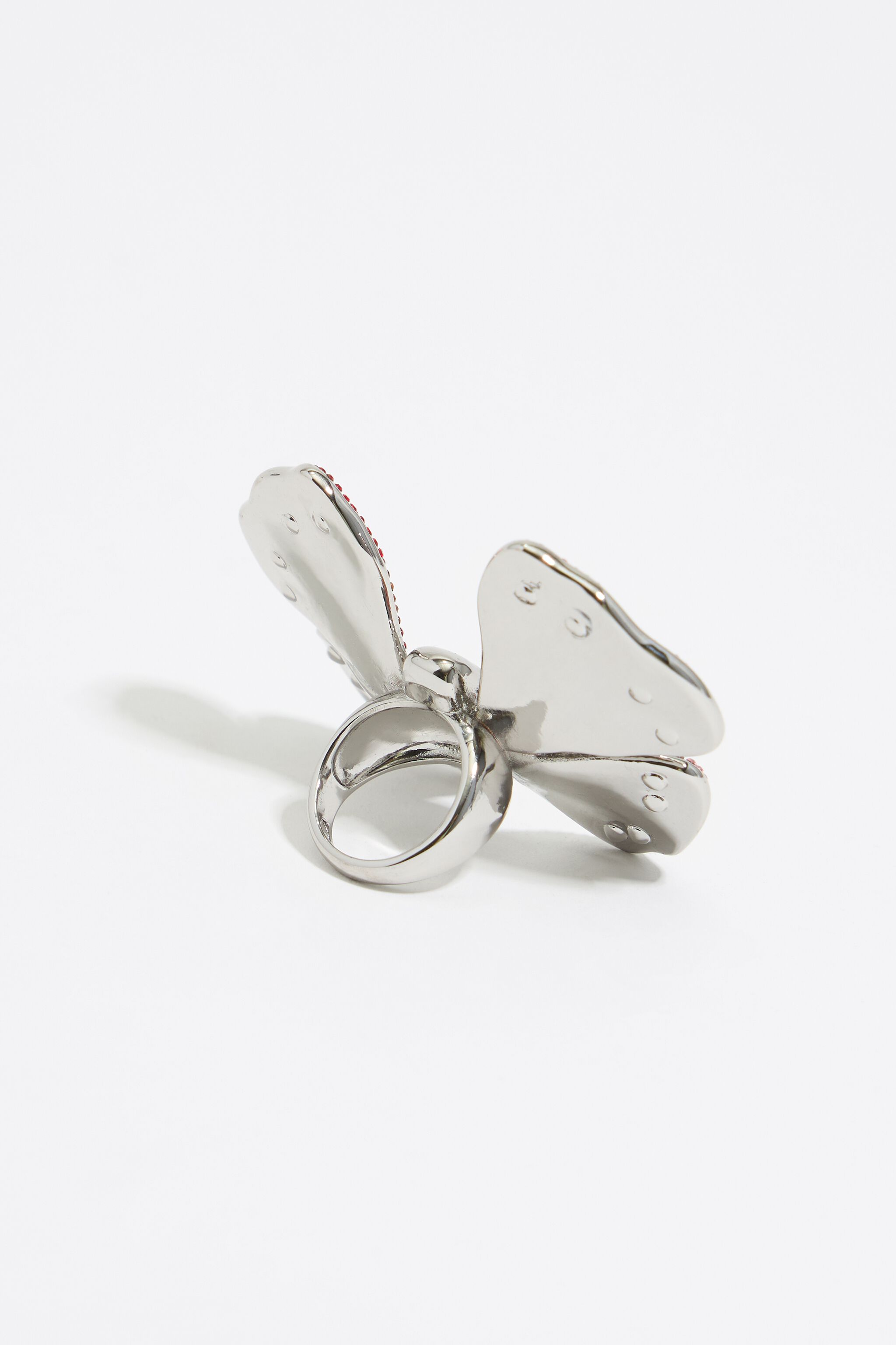 Crystal butterfly silver ring