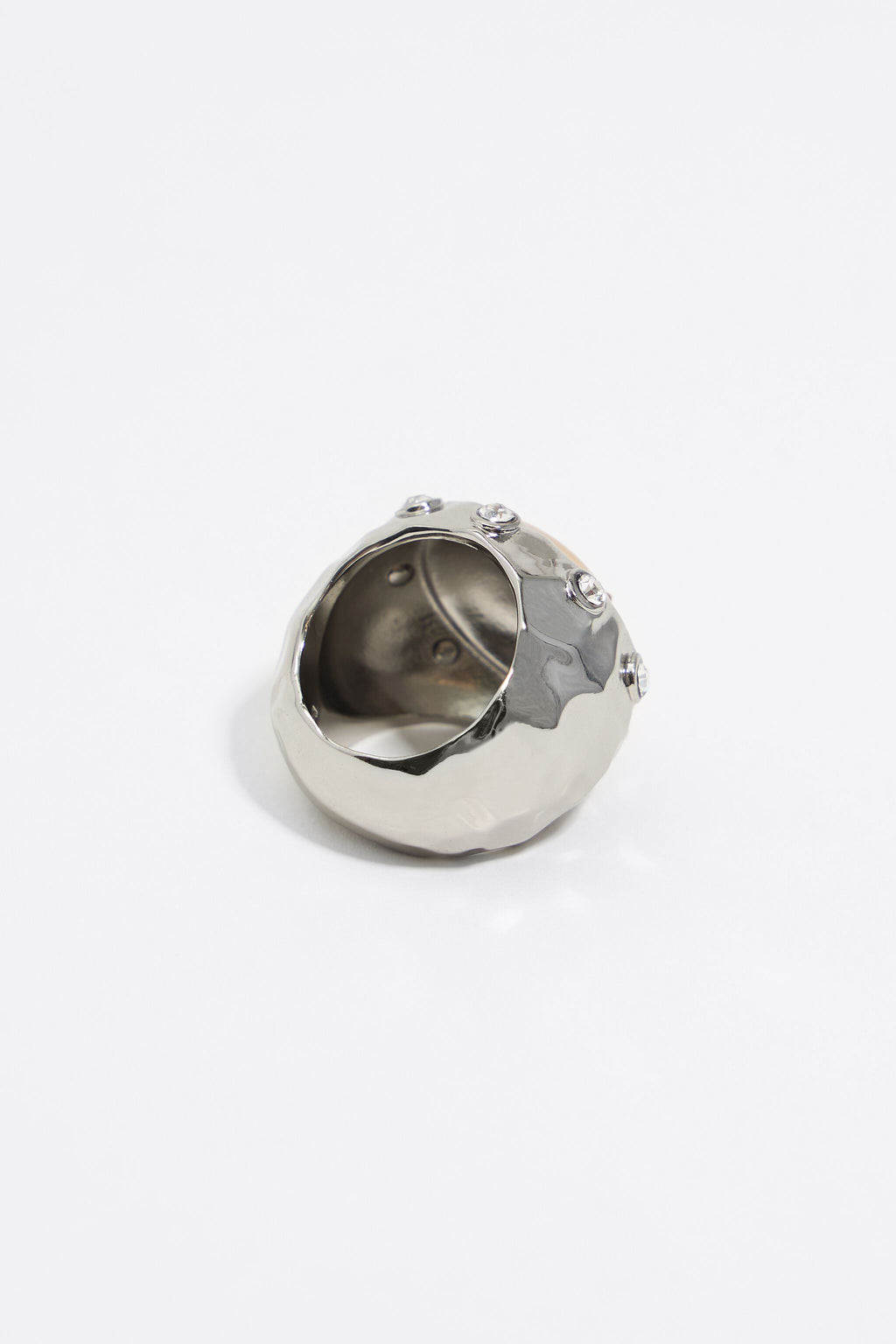 Silver and gold moon ring