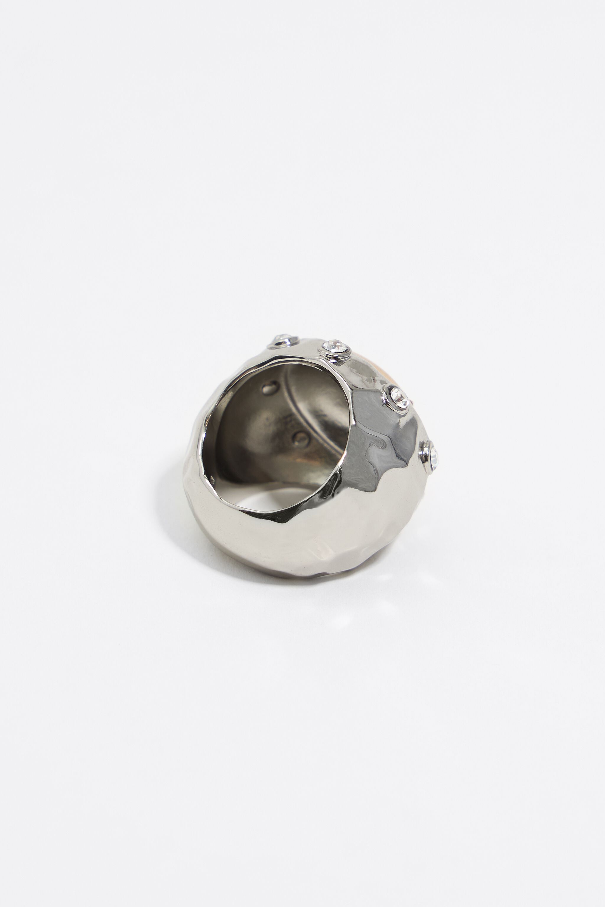 Silver and gold moon ring