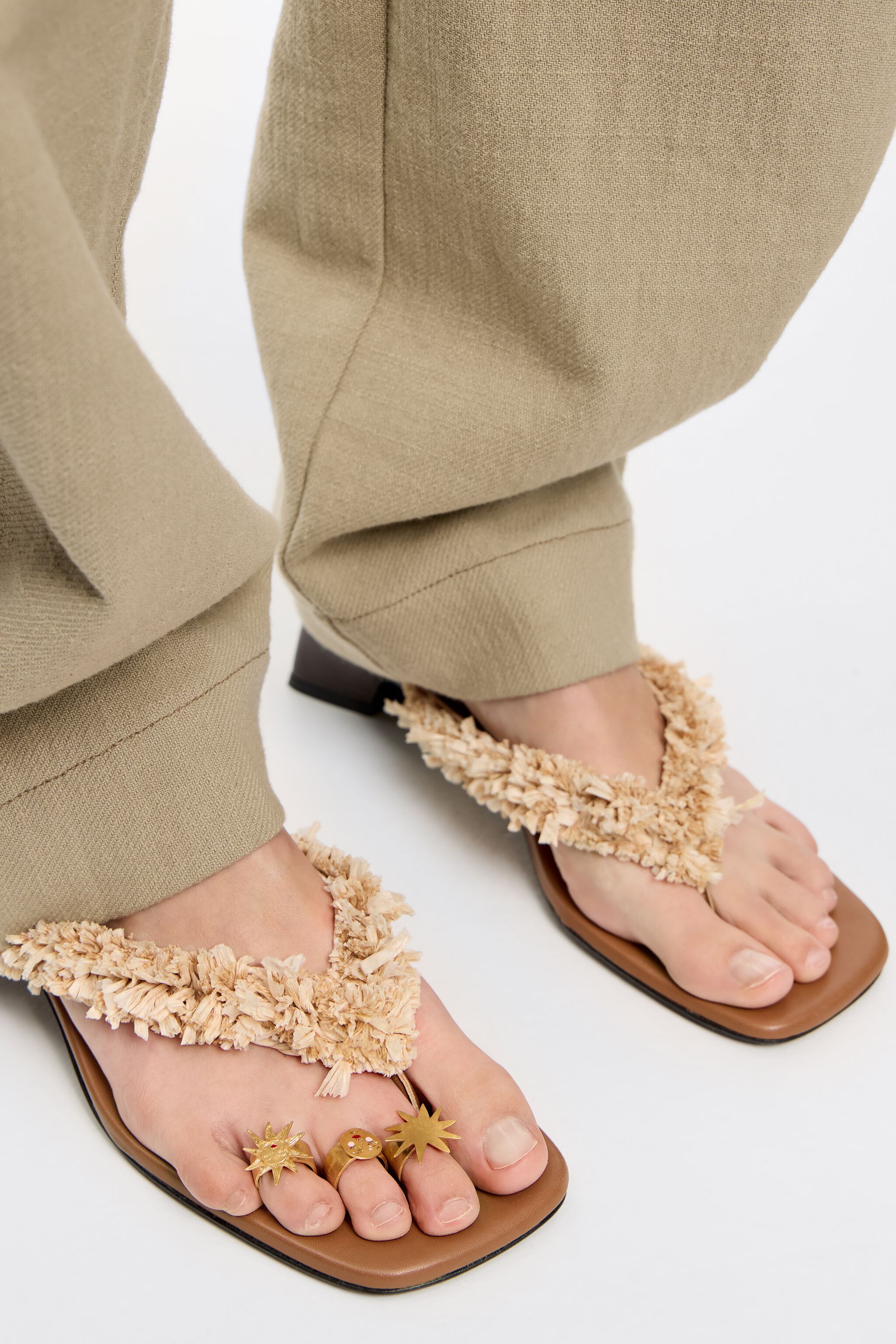 Set of three gold sun and moon rings