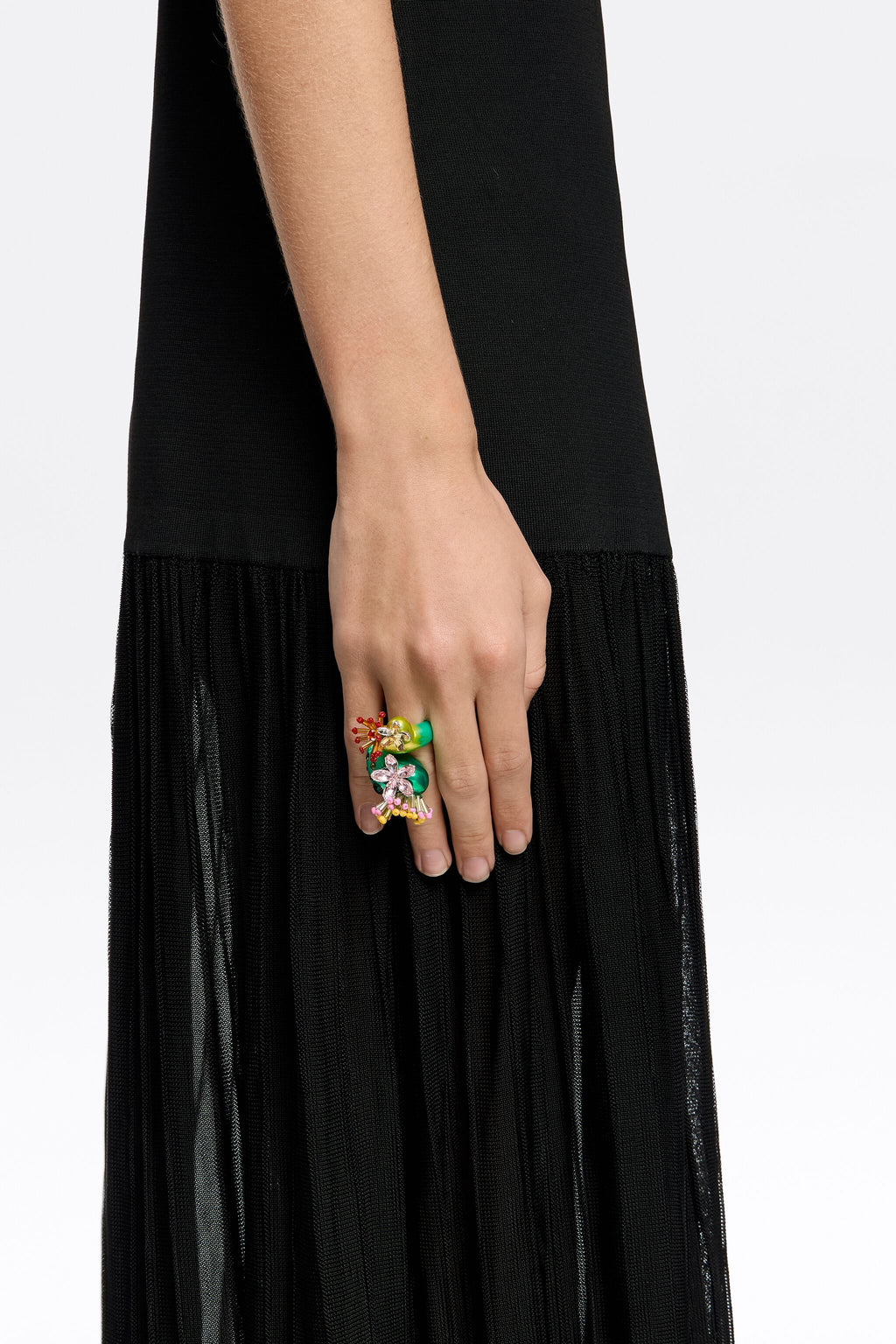 Green cactus and flowers ring