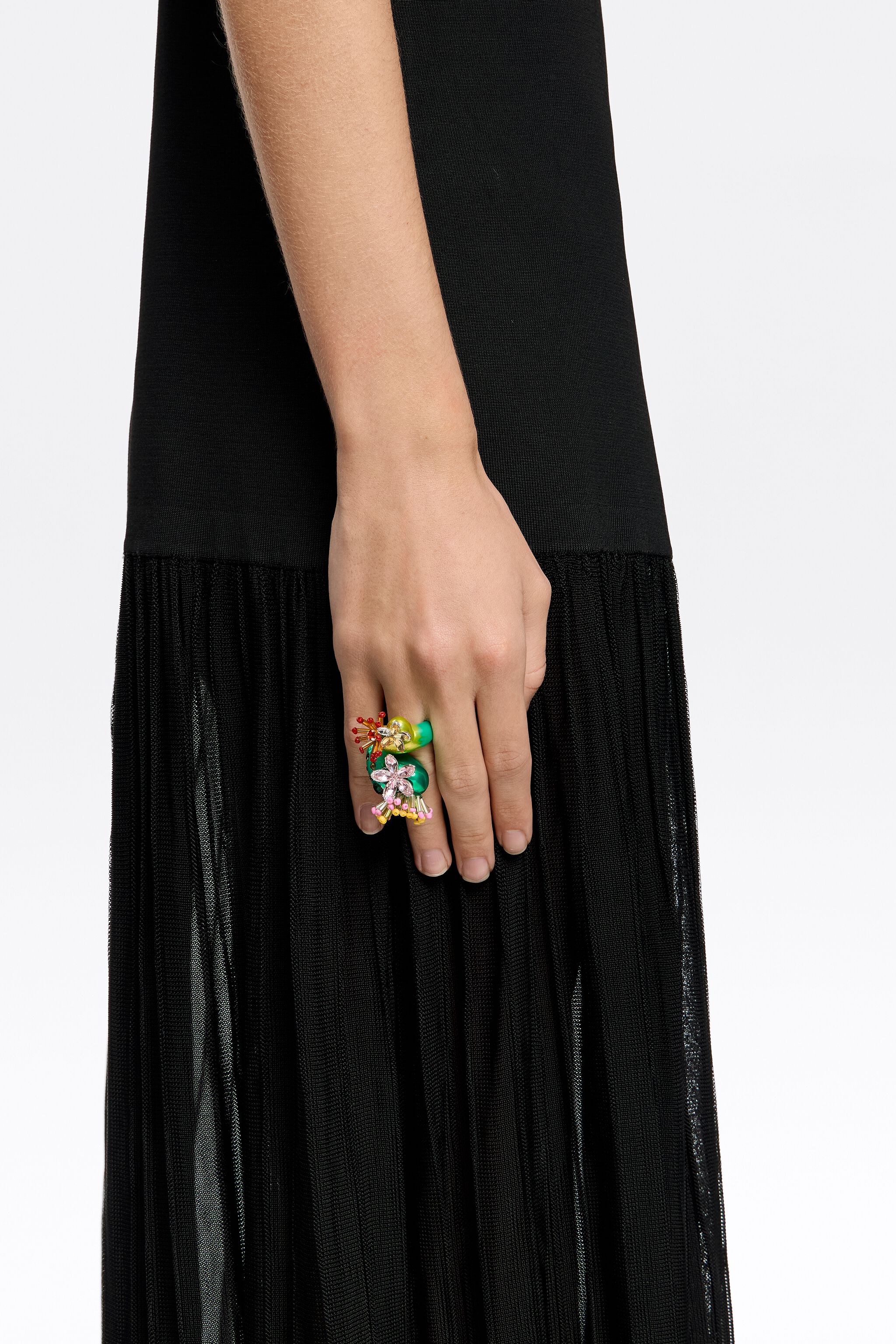 Green cactus and flowers ring