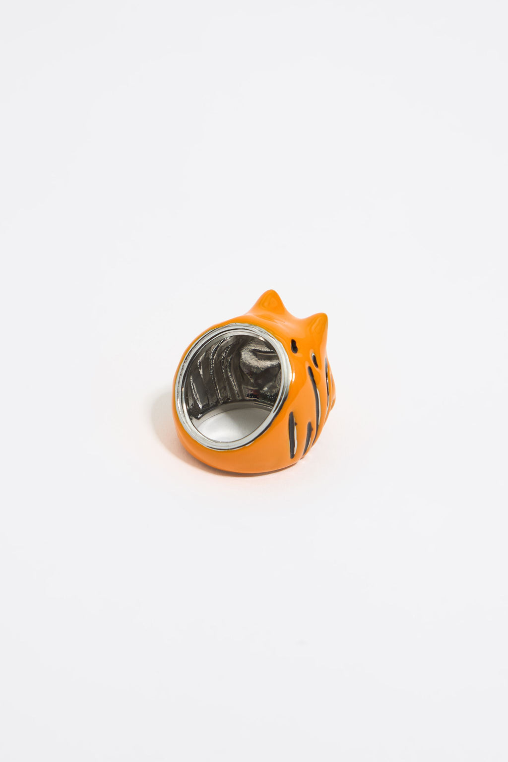 Orange enamel tiger ring