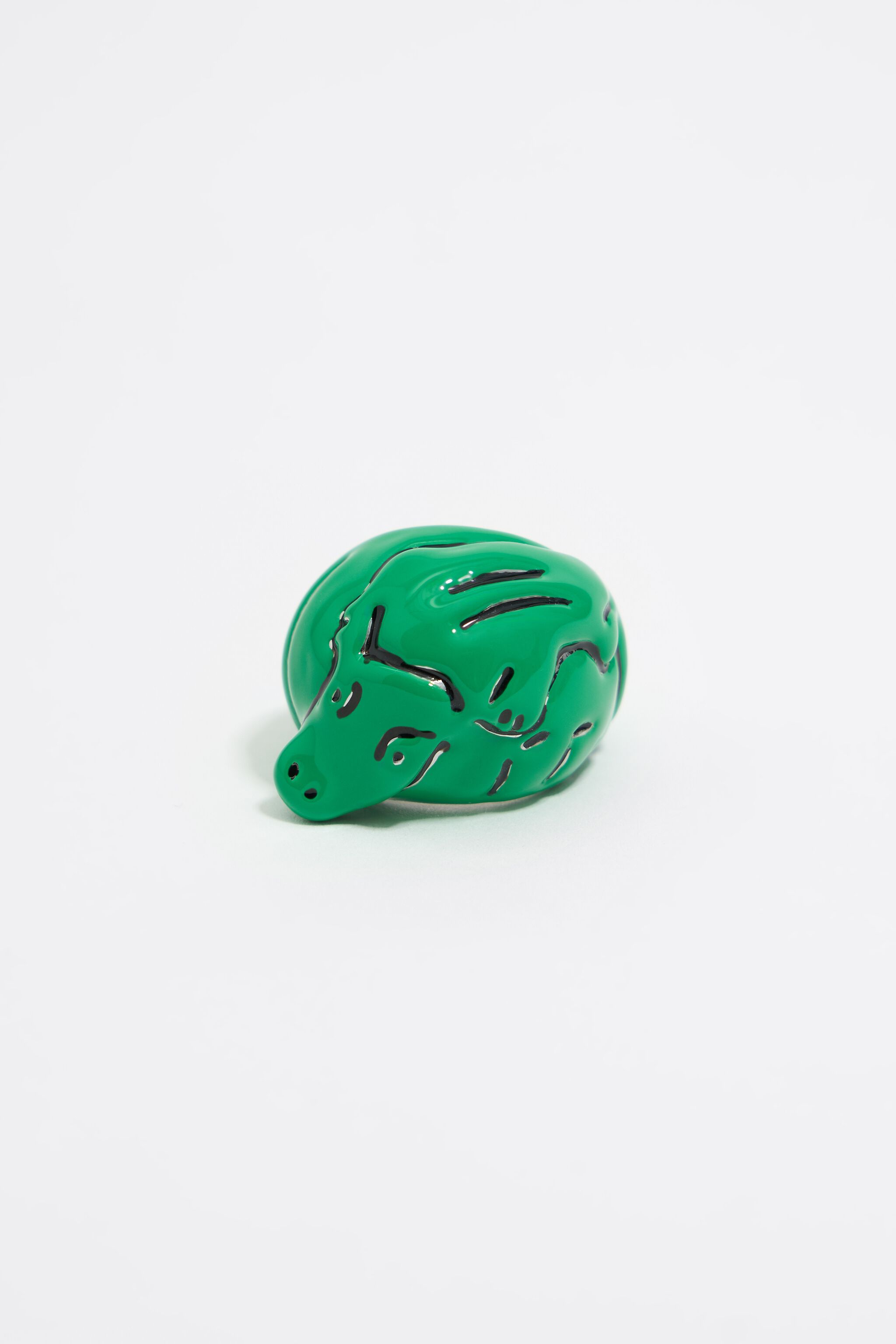 Green enamel crocodile ring