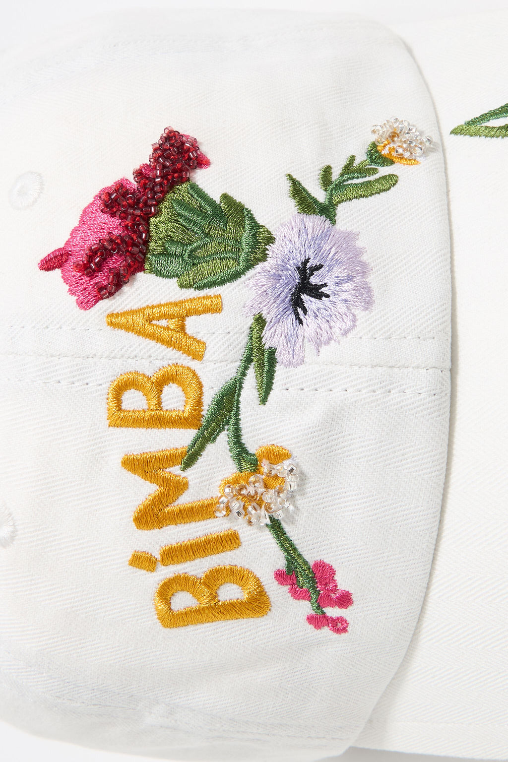 White floral cotton cap