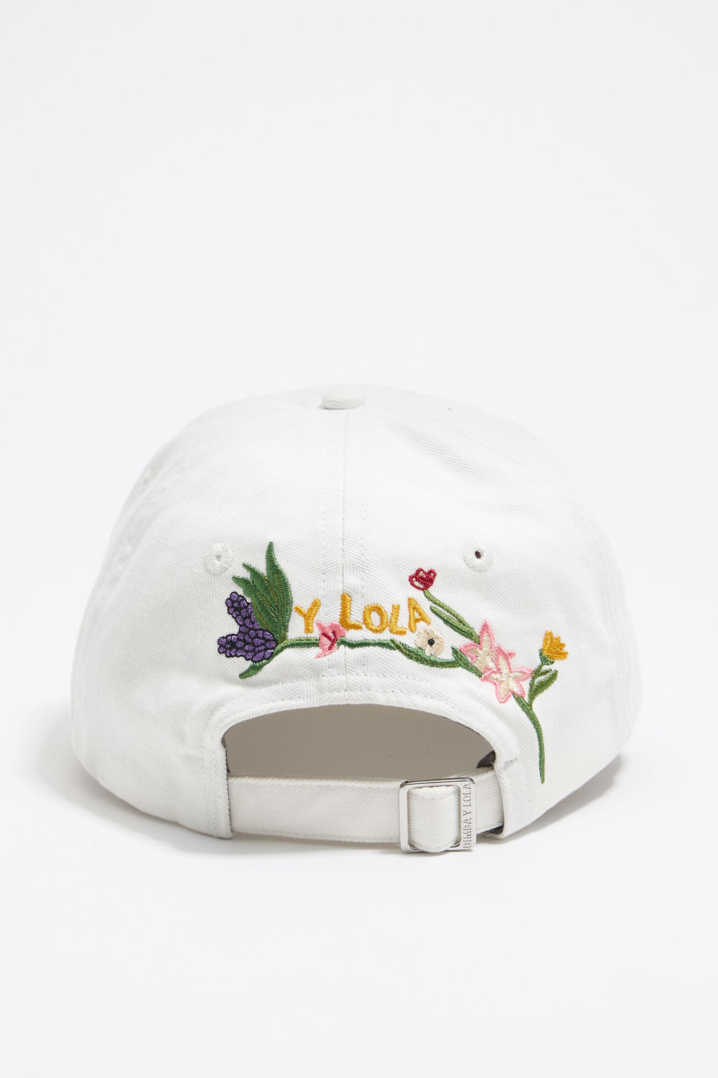 White floral cotton cap