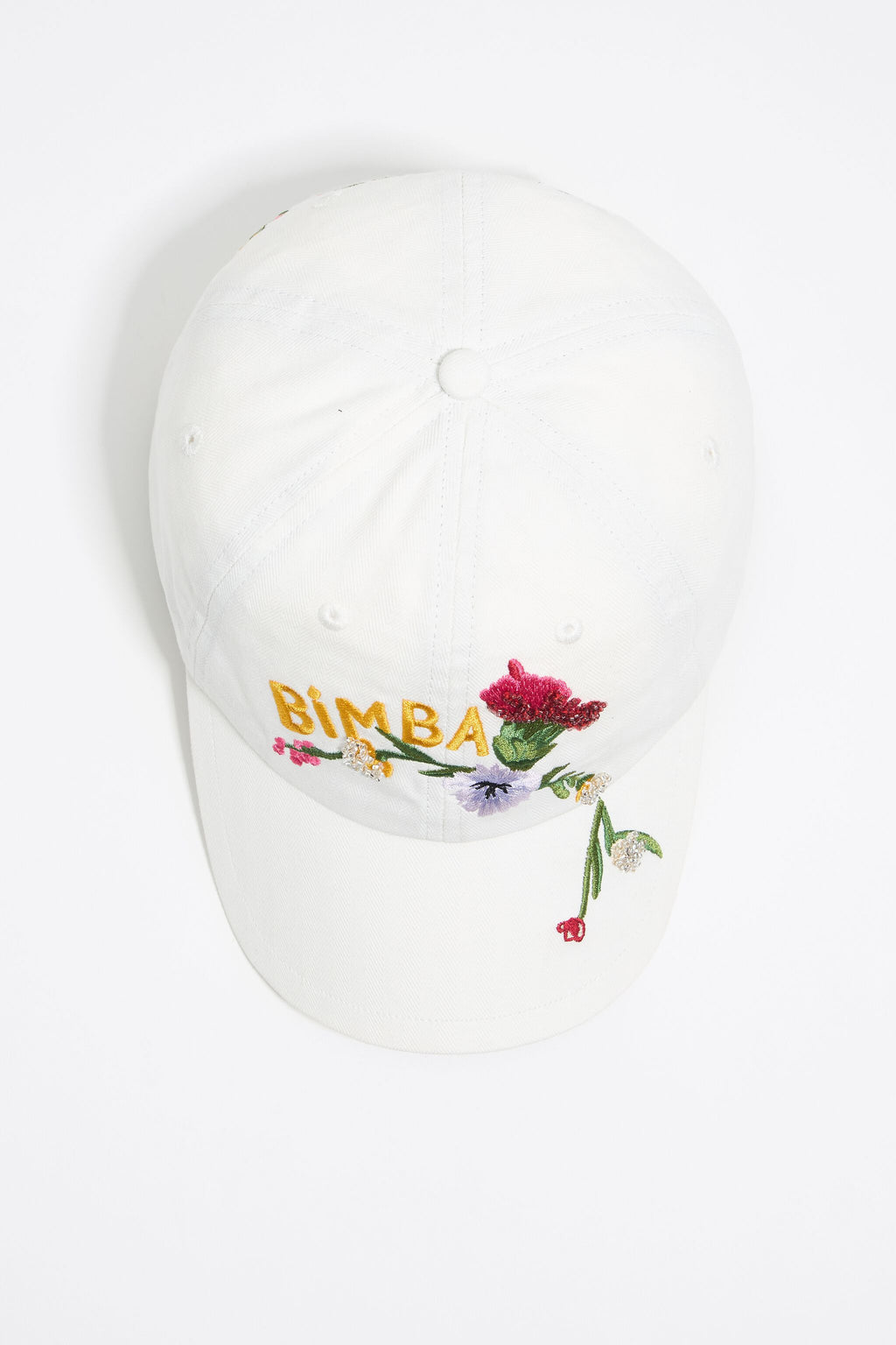 White floral cotton cap