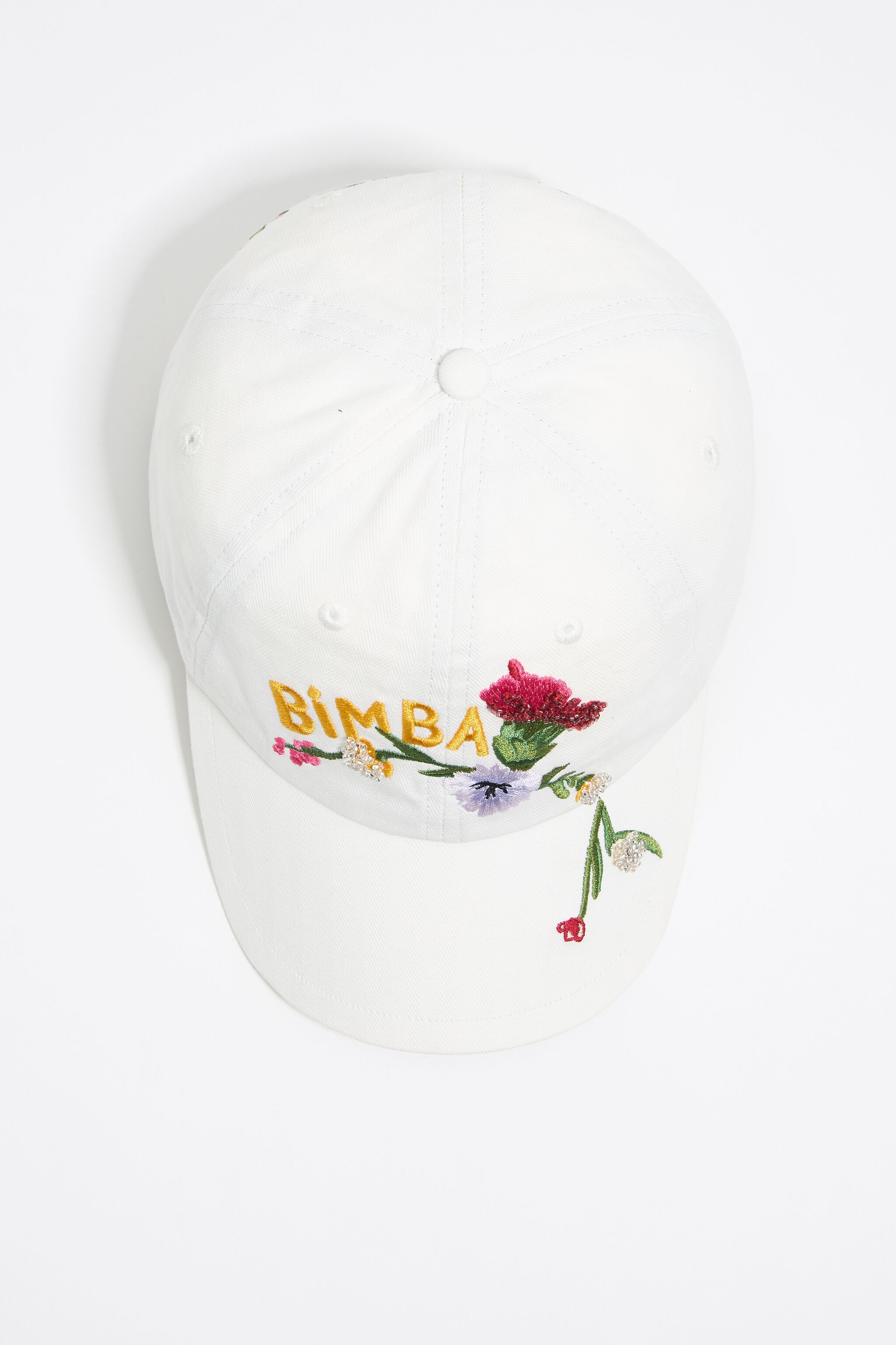 White floral cotton cap