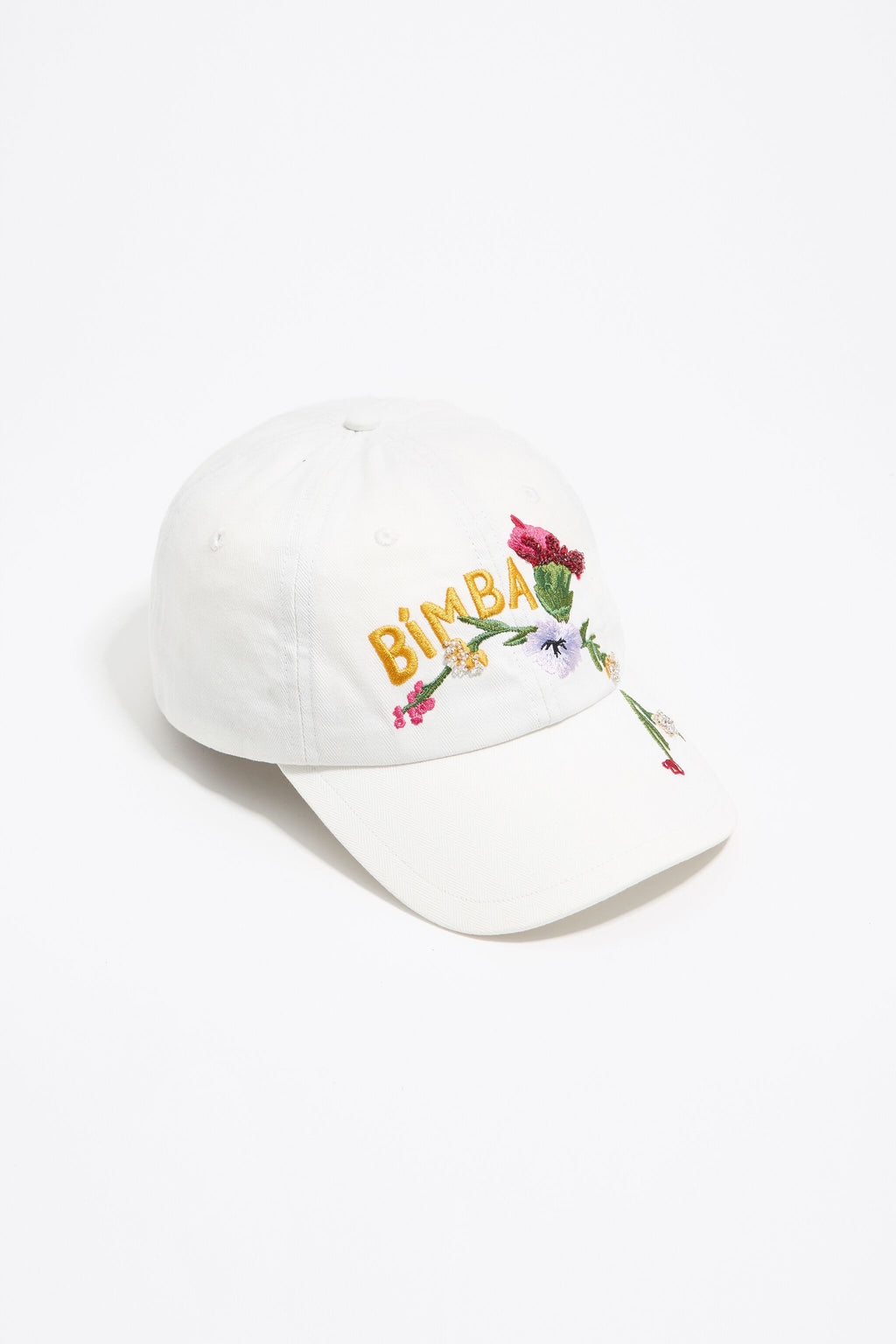 White floral cotton cap