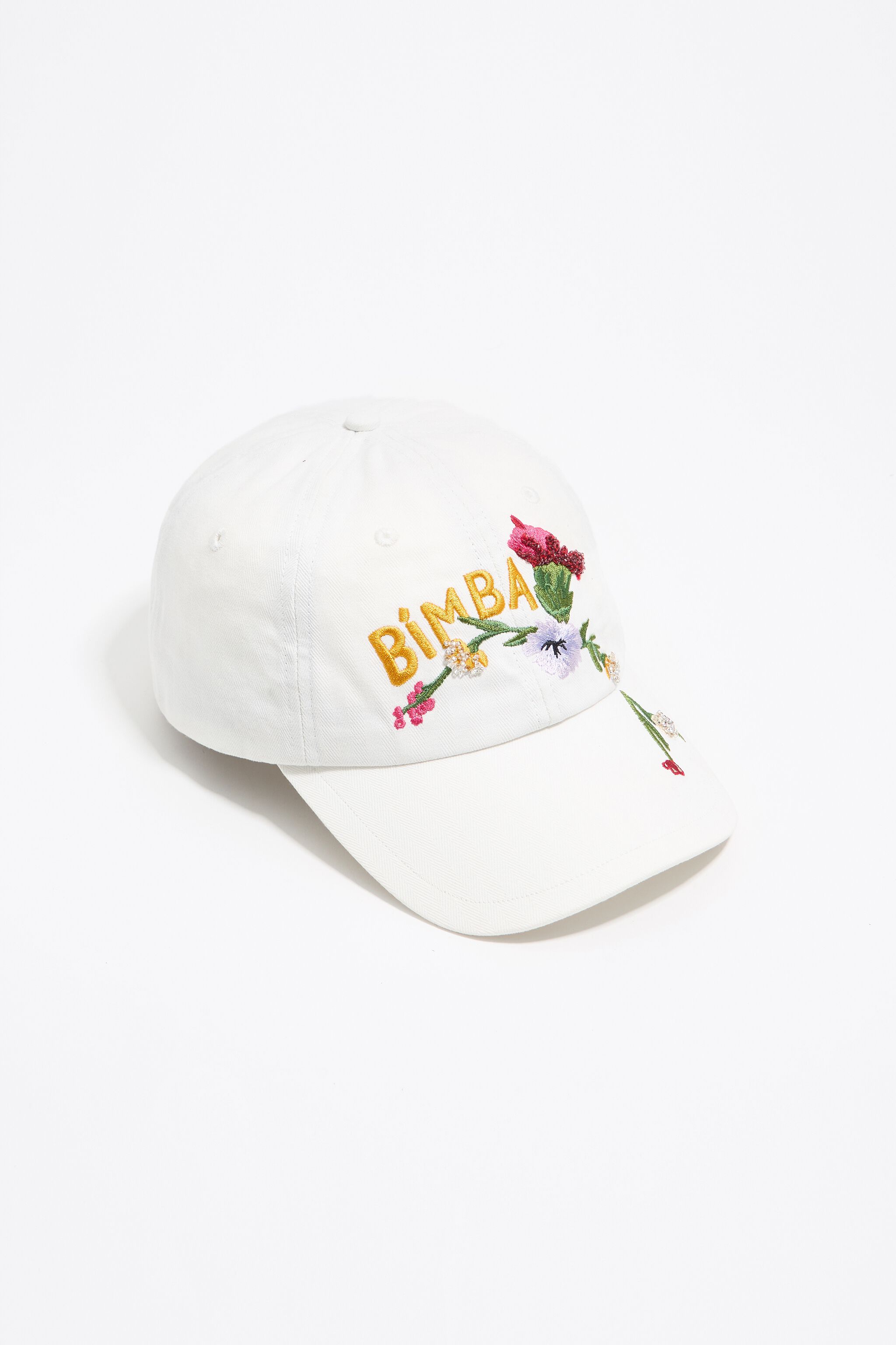 White floral cotton cap