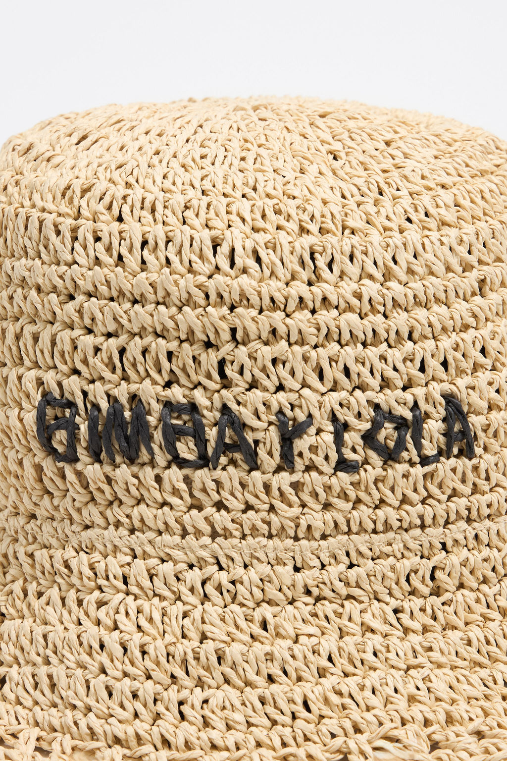 Beige openwork paper raffia hat