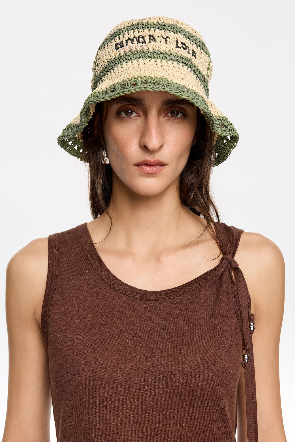 Beige paper raffia hat khaki