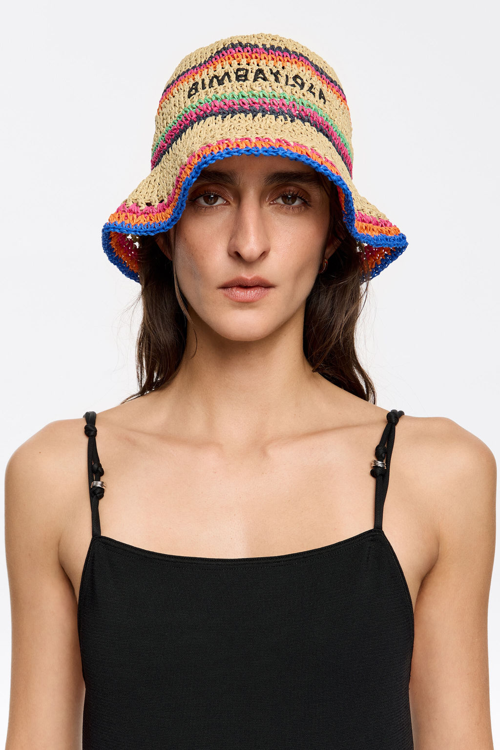 Beige paper raffia hat color strips