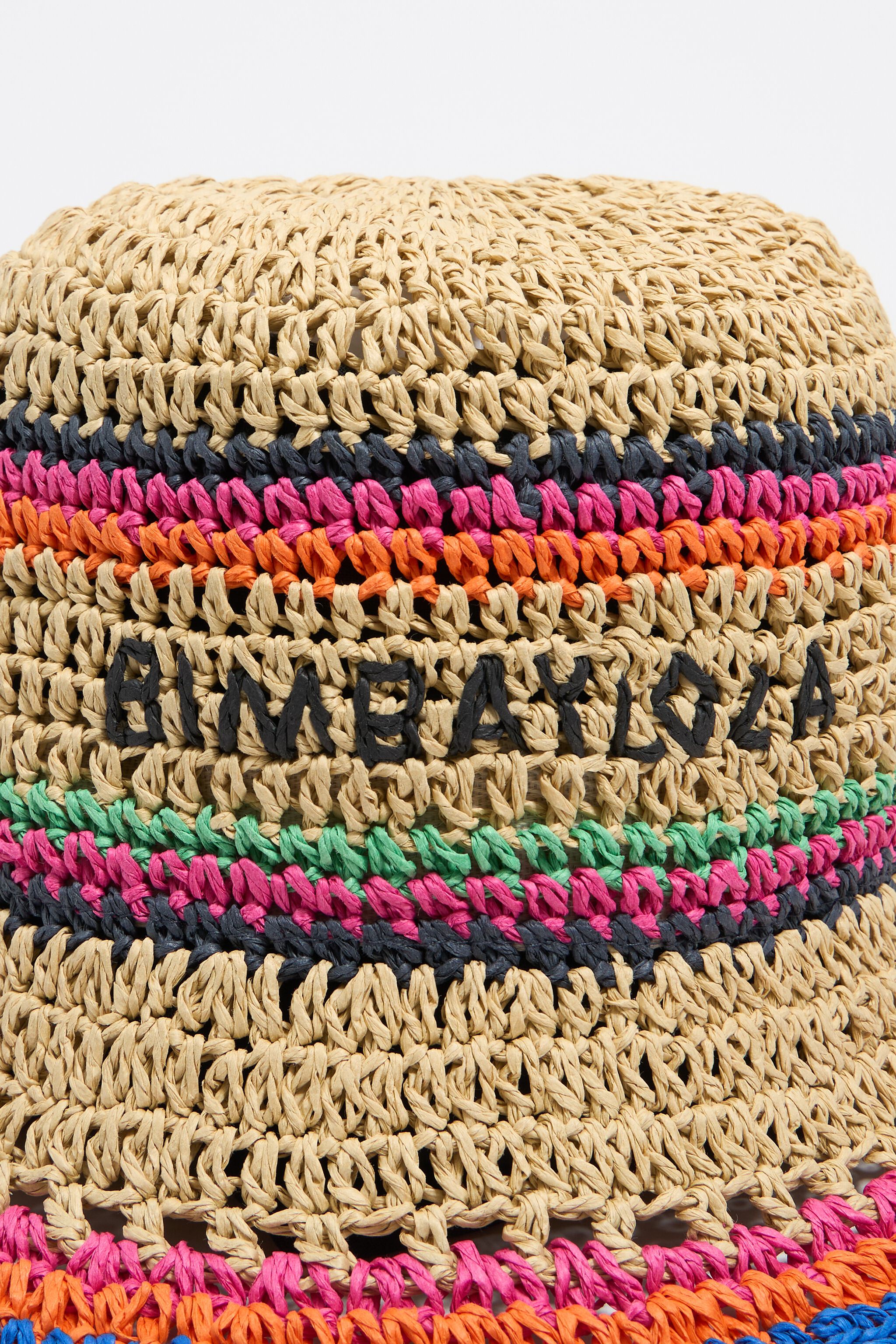 Beige paper raffia hat color strips