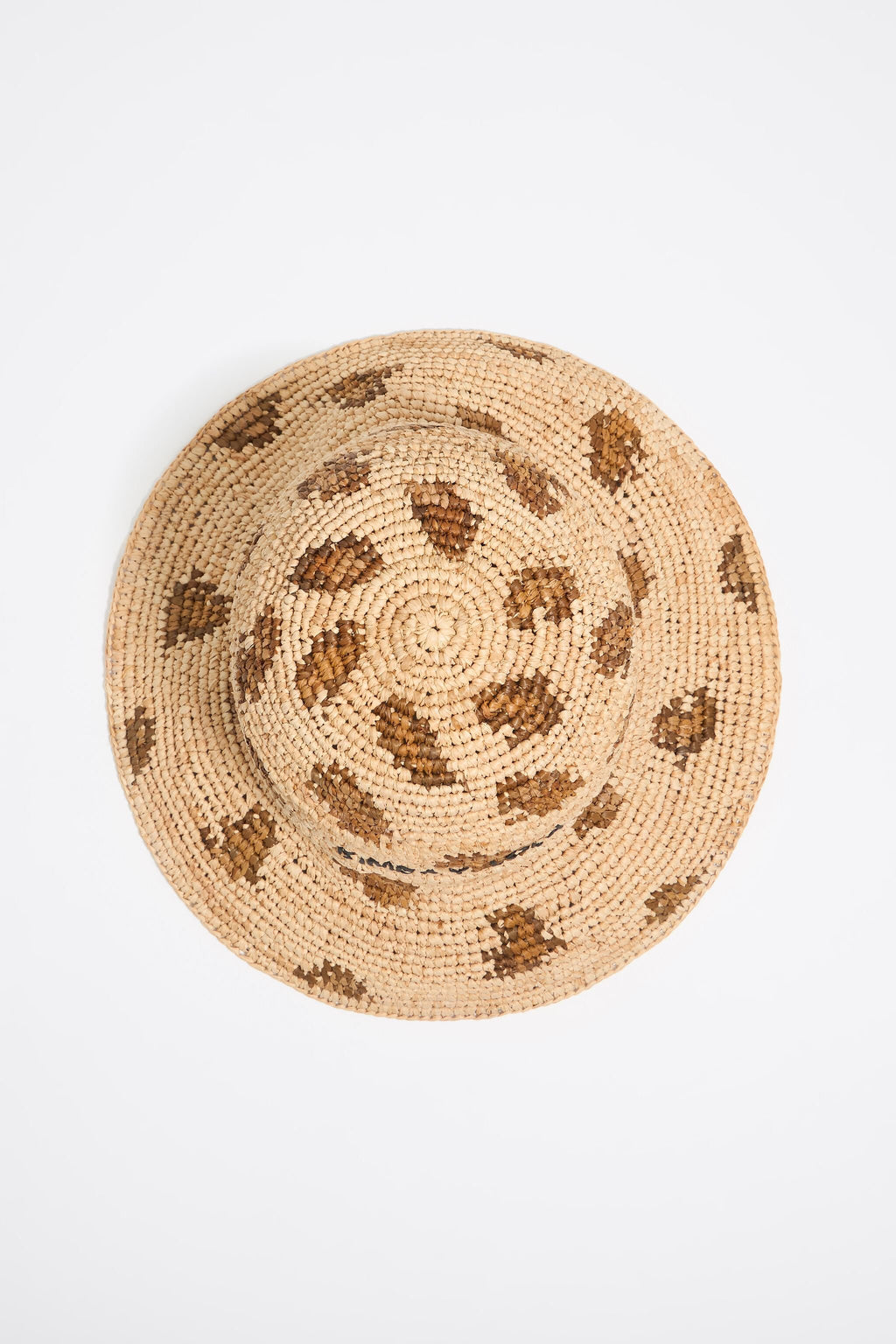 Beige leopard raffia hat