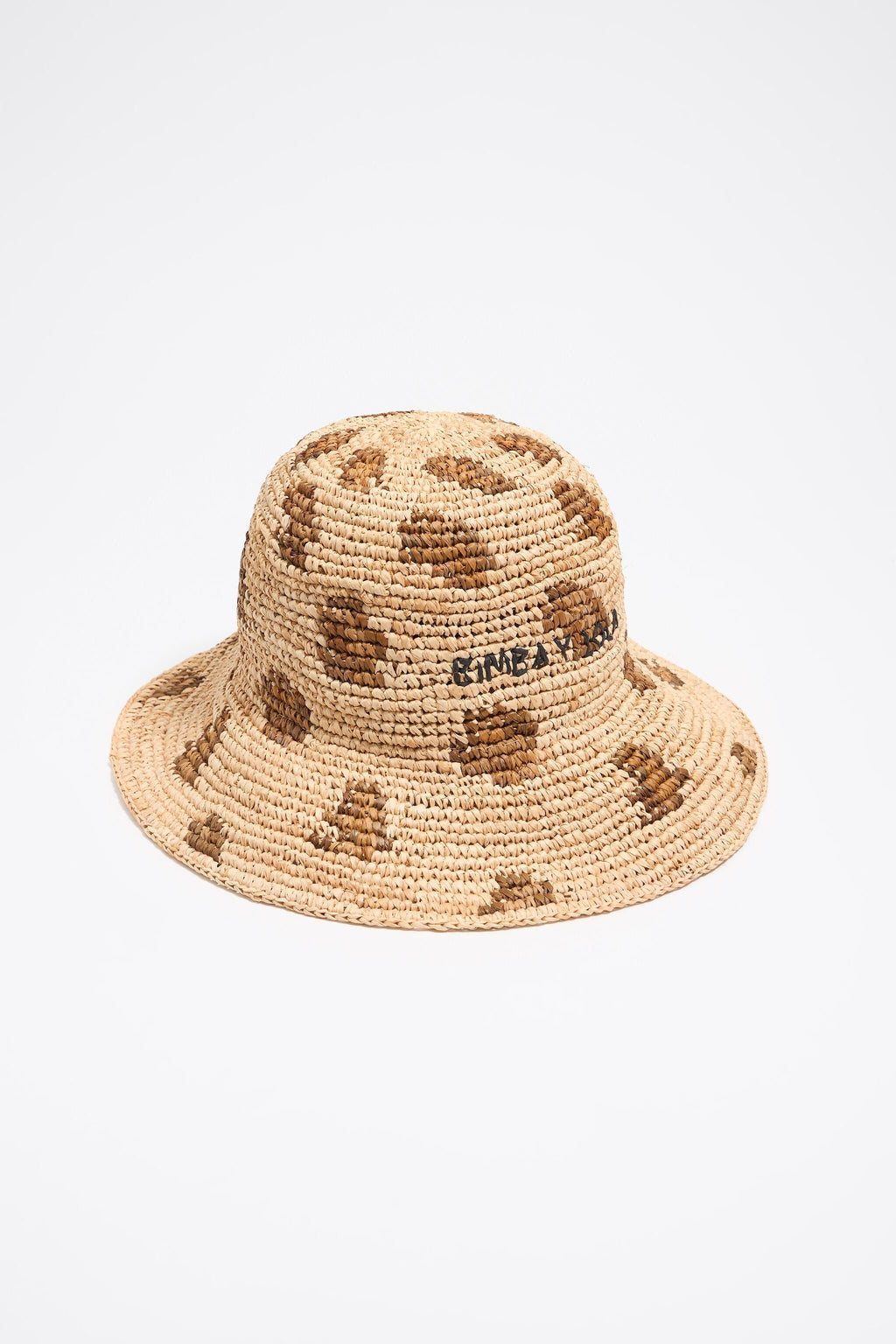 Beige leopard raffia hat