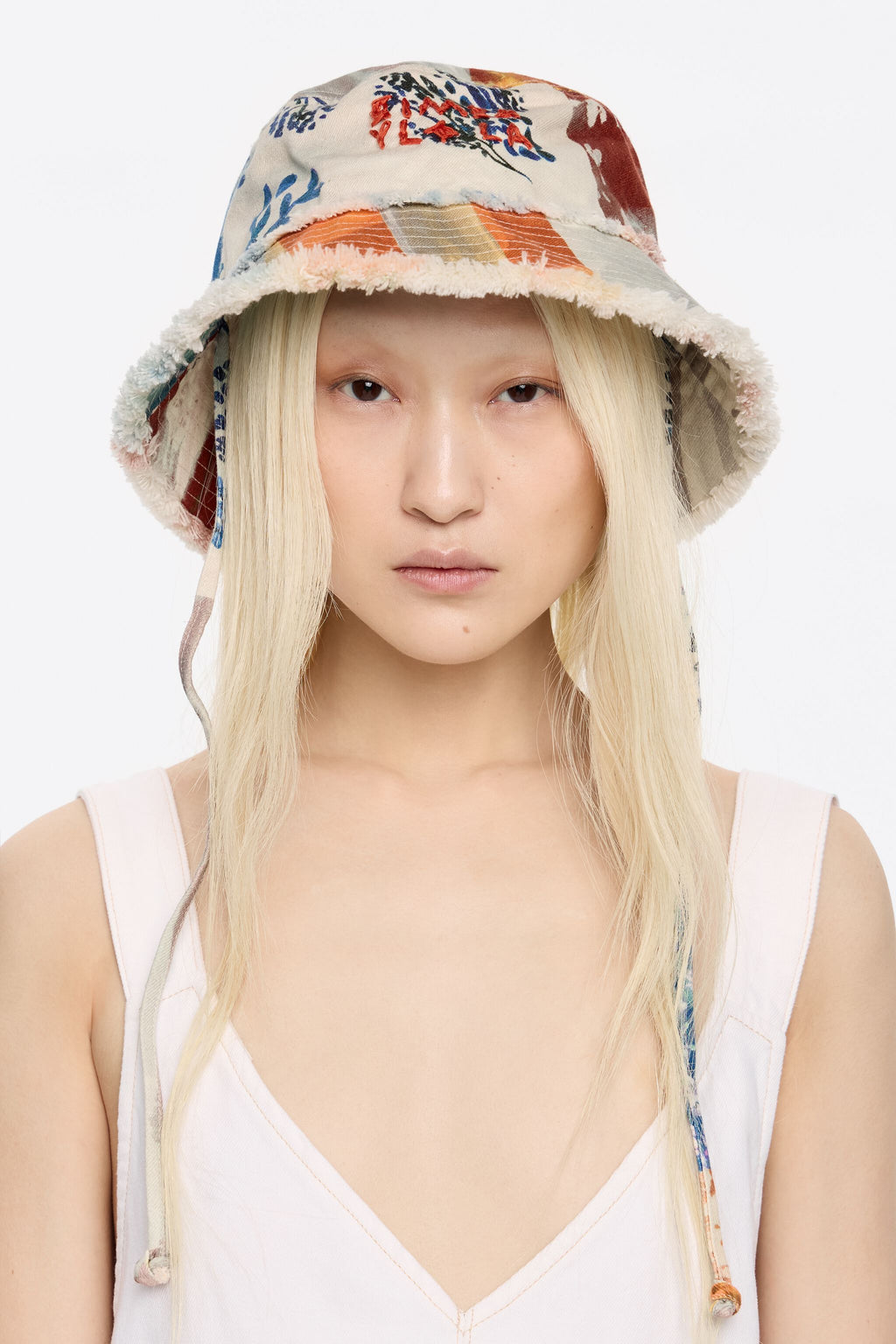 Orange patchwork bucket hat