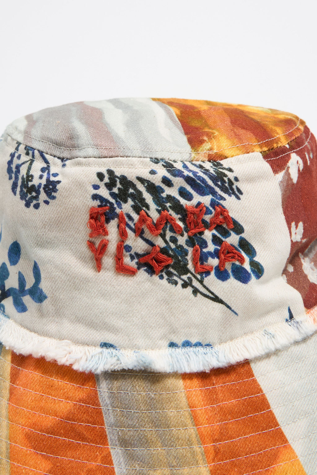 Orange patchwork bucket hat