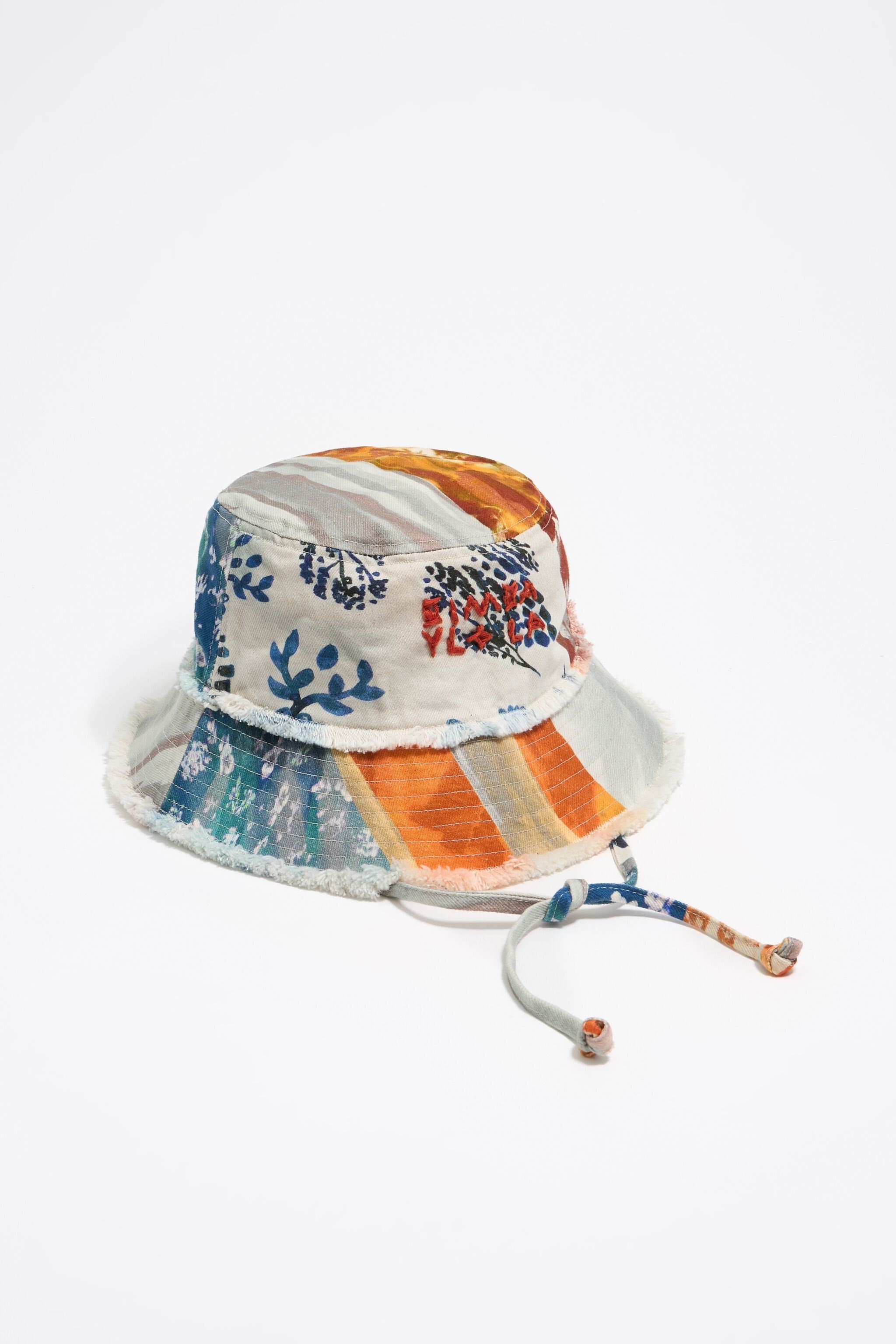 Orange patchwork bucket hat