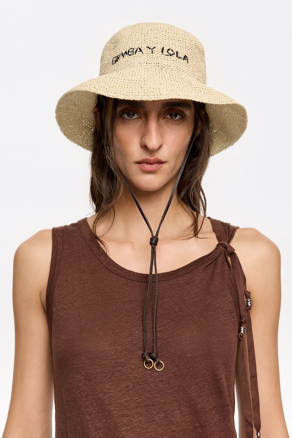 Beige paper raffia hat