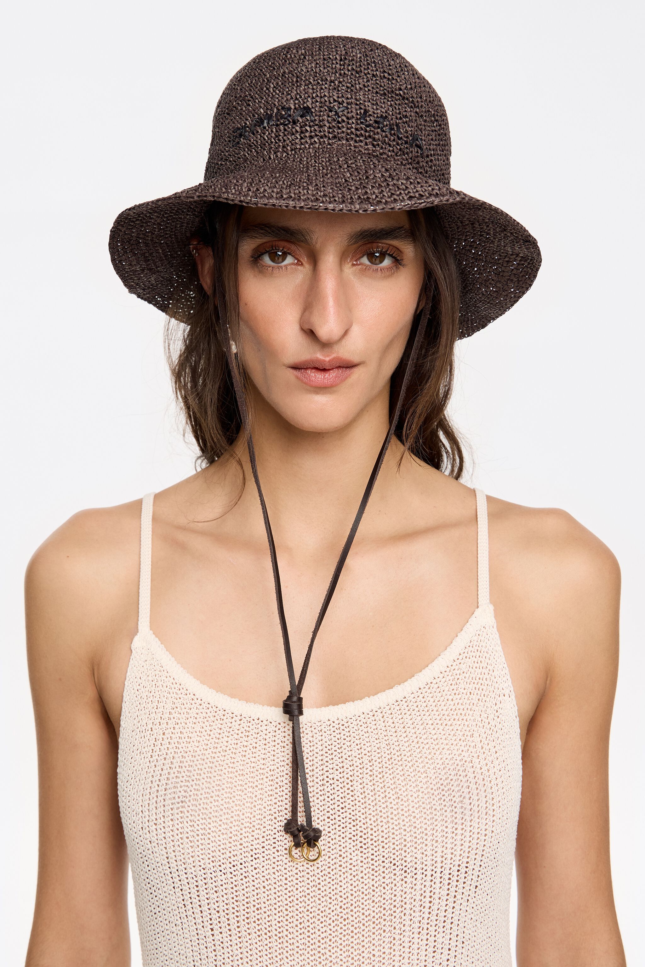 Brown paper raffia hat