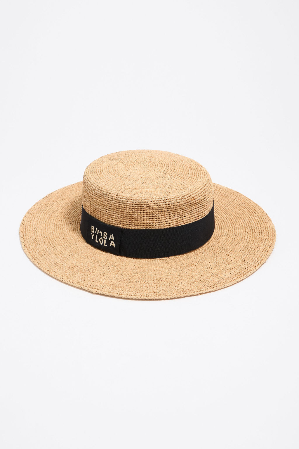 Beige raffia wide brim straw hat