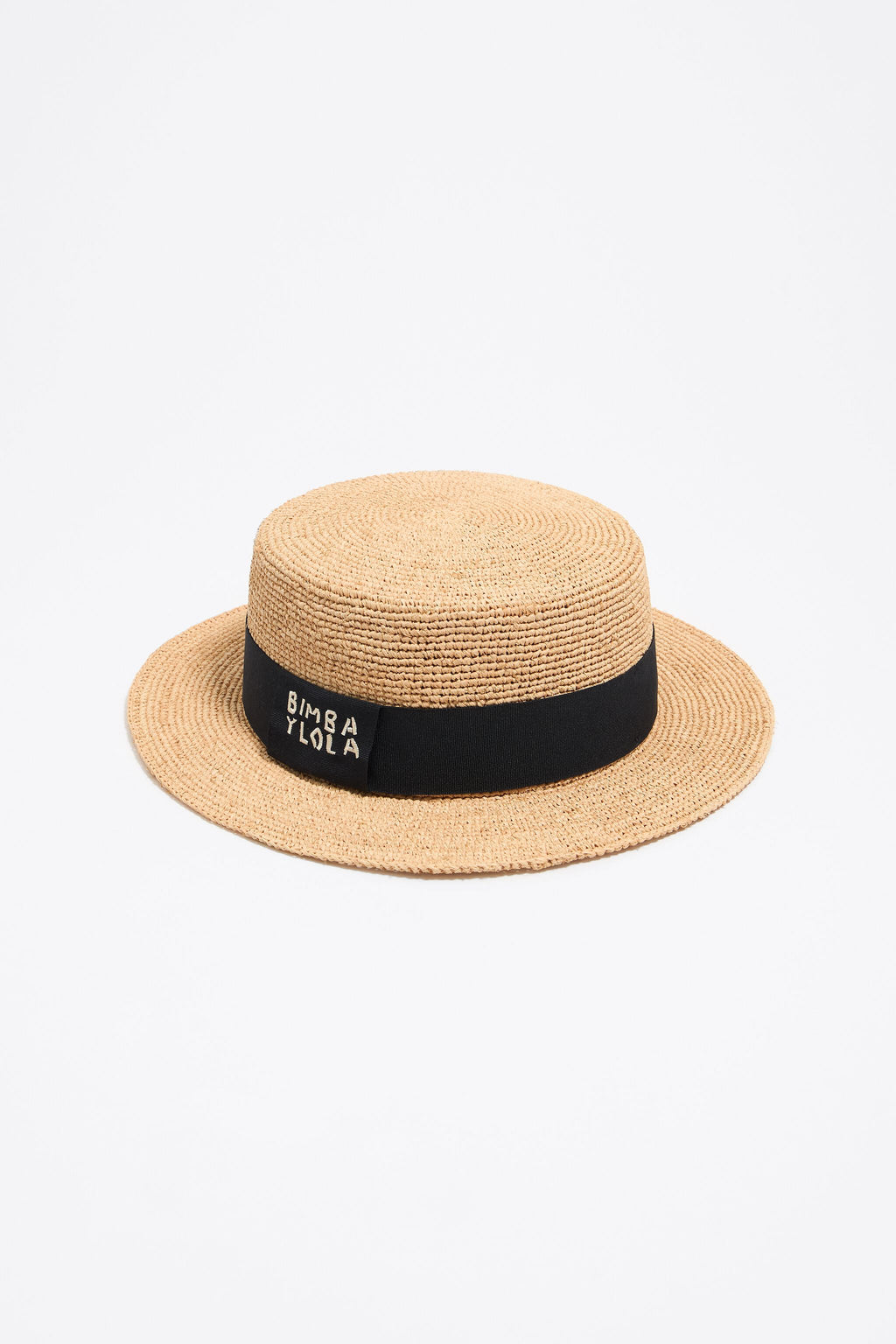 Beige raffia short brim straw hat