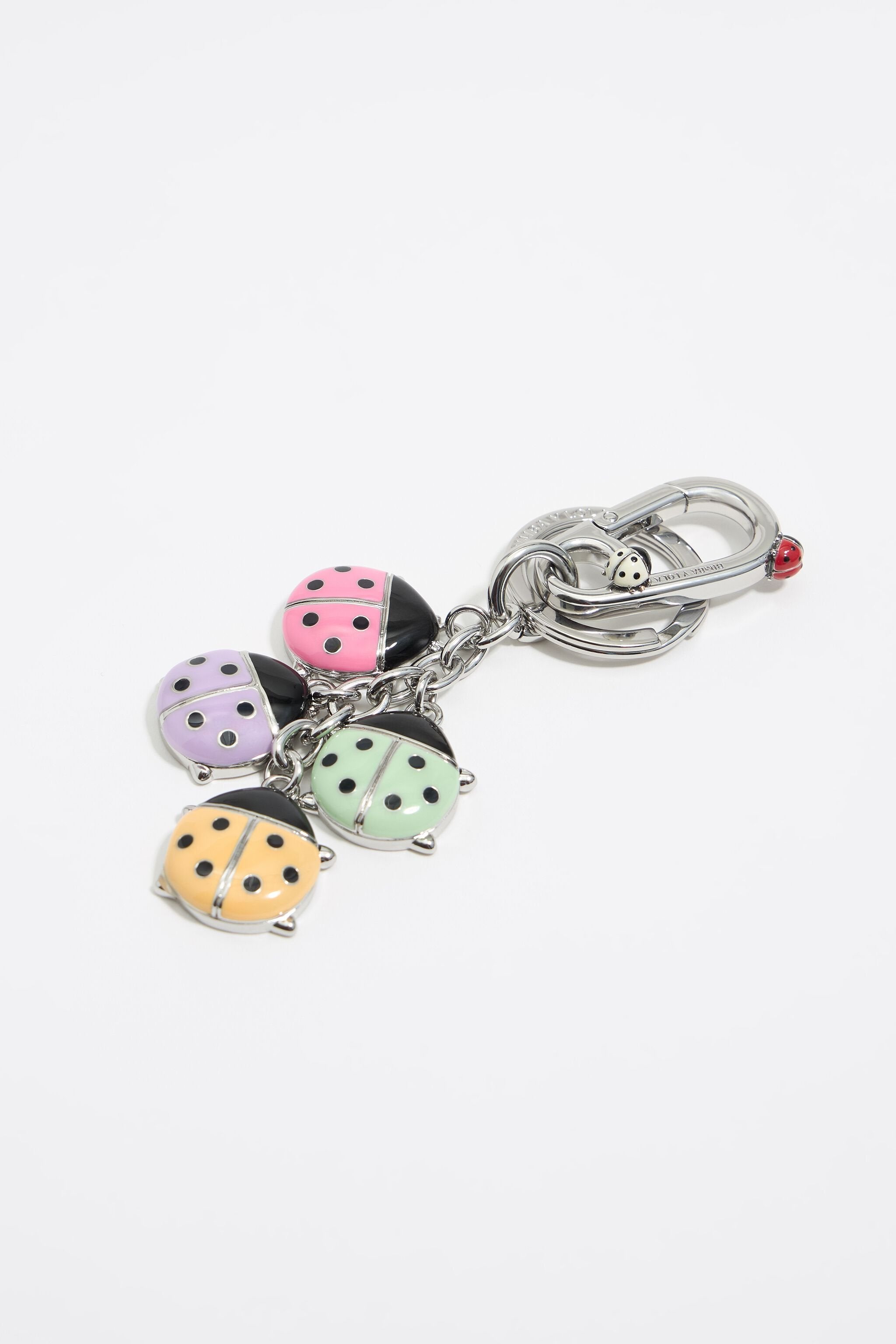 Silver ladybugs key ring