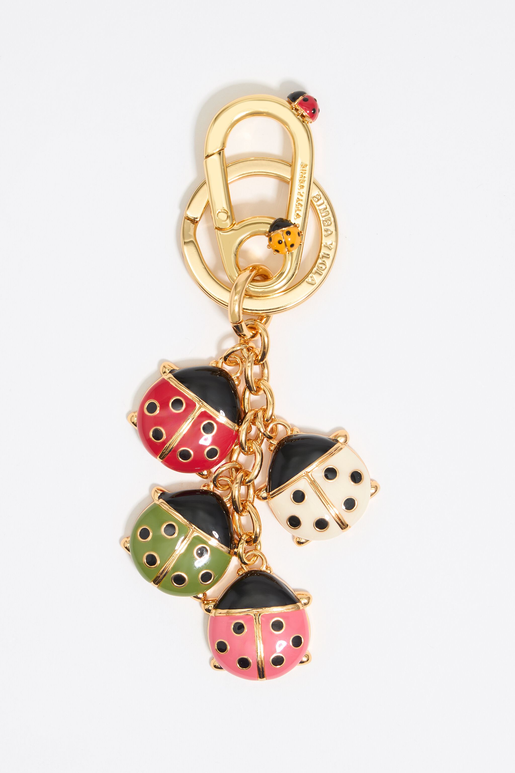 Gold ladybugs key ring